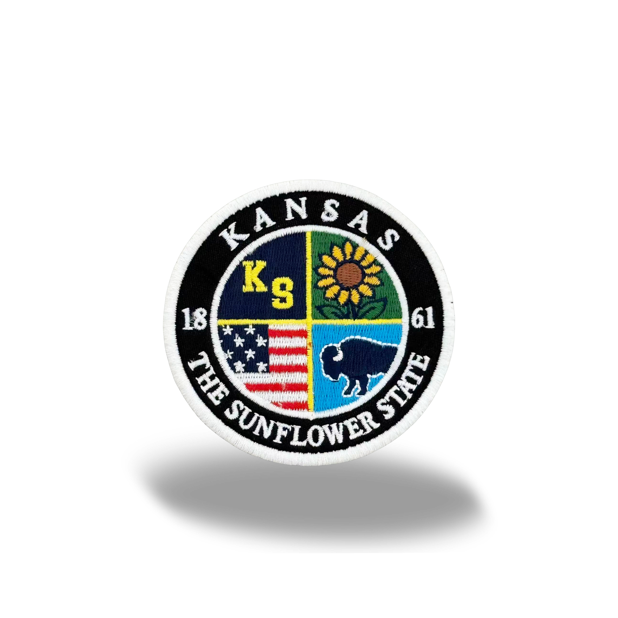 Kansas Sunflower State Embroidered Patch Vintage USA Travel Badge Iron On