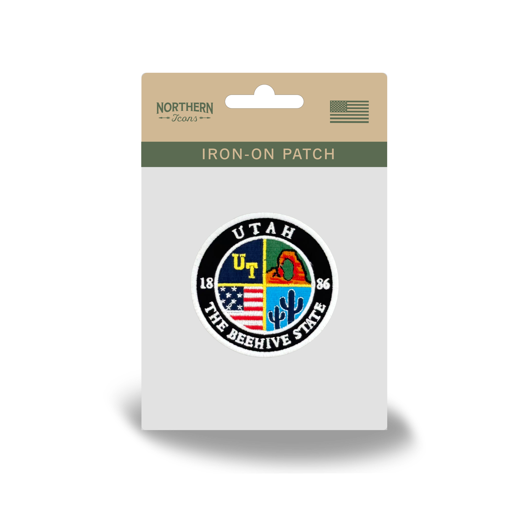 Utah Beehive State Embroidered Iron-On Patch Vintage Travel Badge