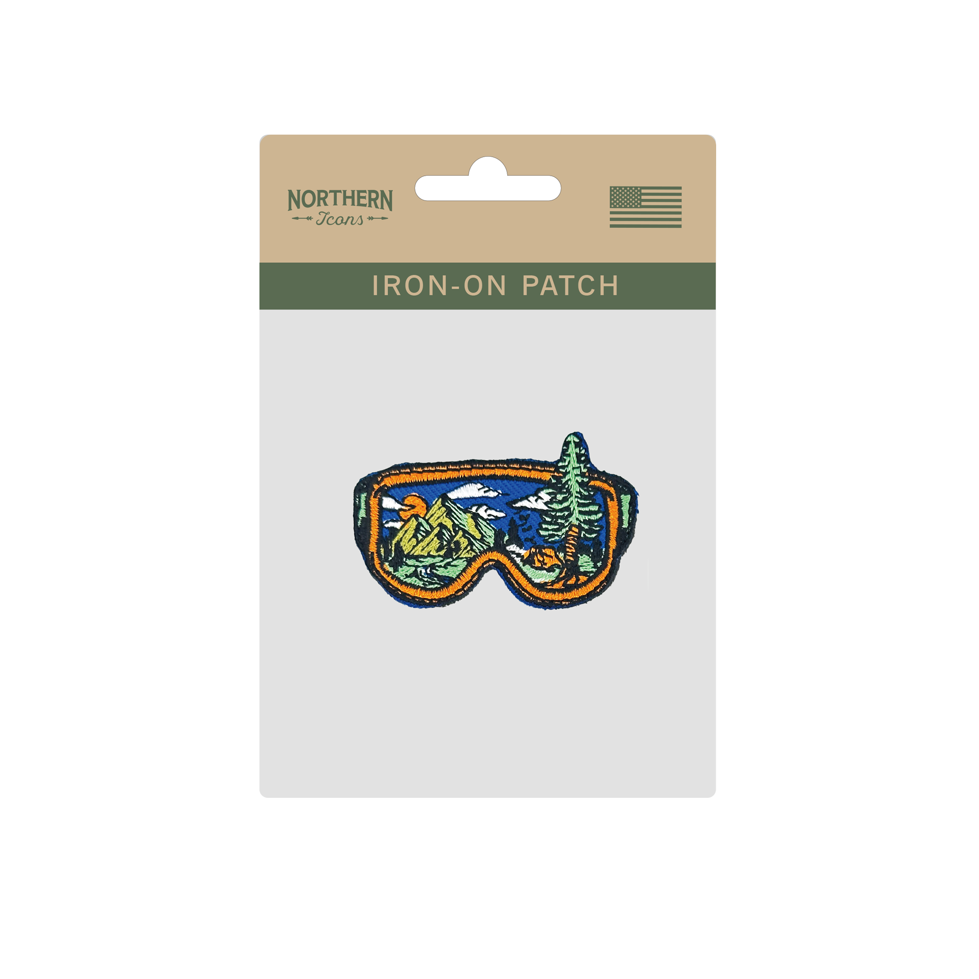 Mountain View Goggles Iron On Embroidery Patch