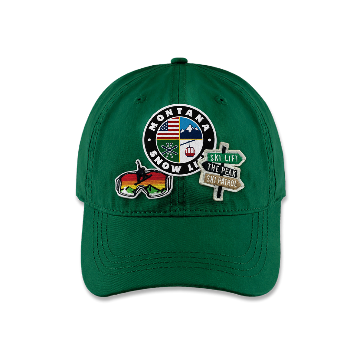 Montana Ski Life Triple Patches Embroidered Cap – Vintage Mountain Adventure Style