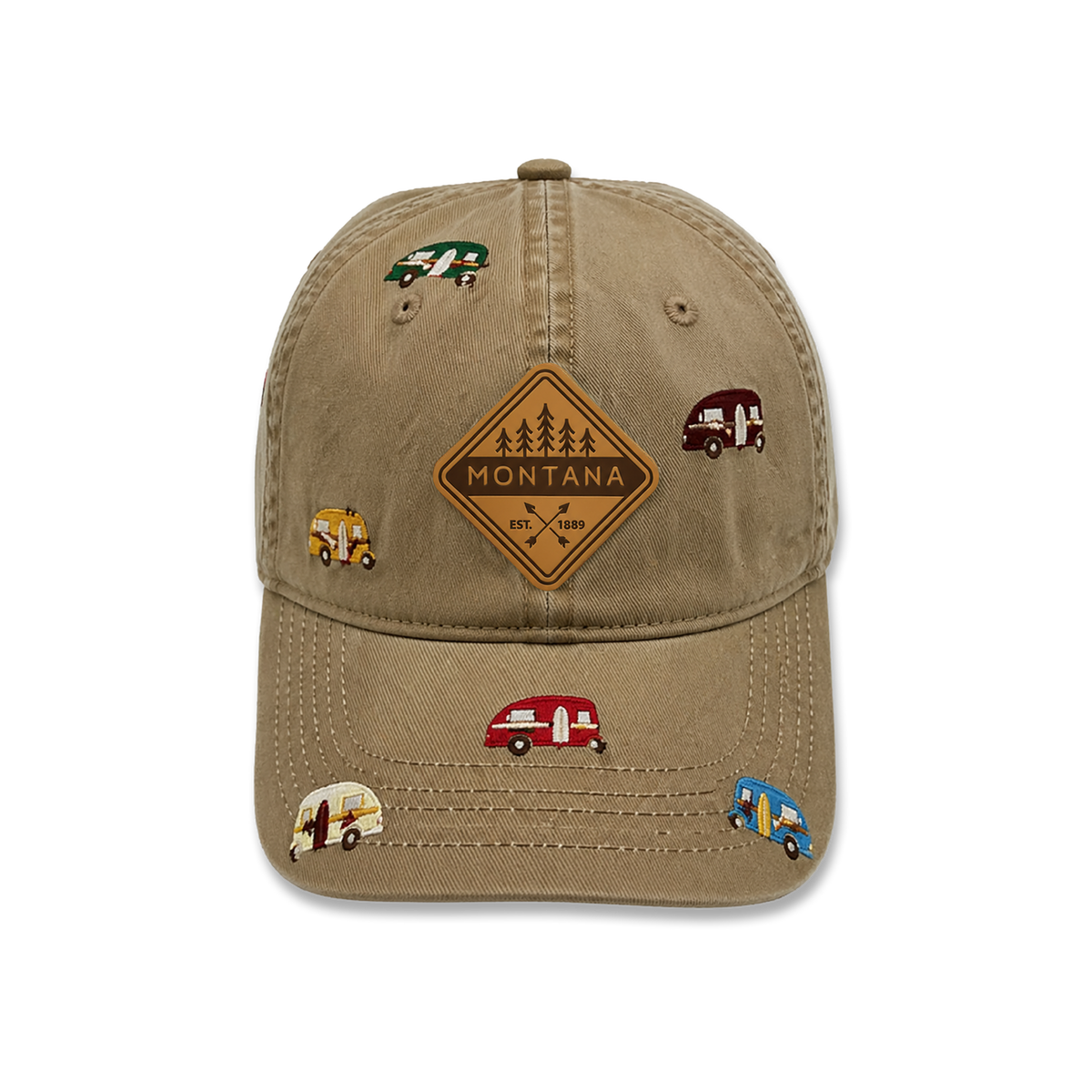 Montana Road Trip Adventure All Over Embroidered Baseball Cap