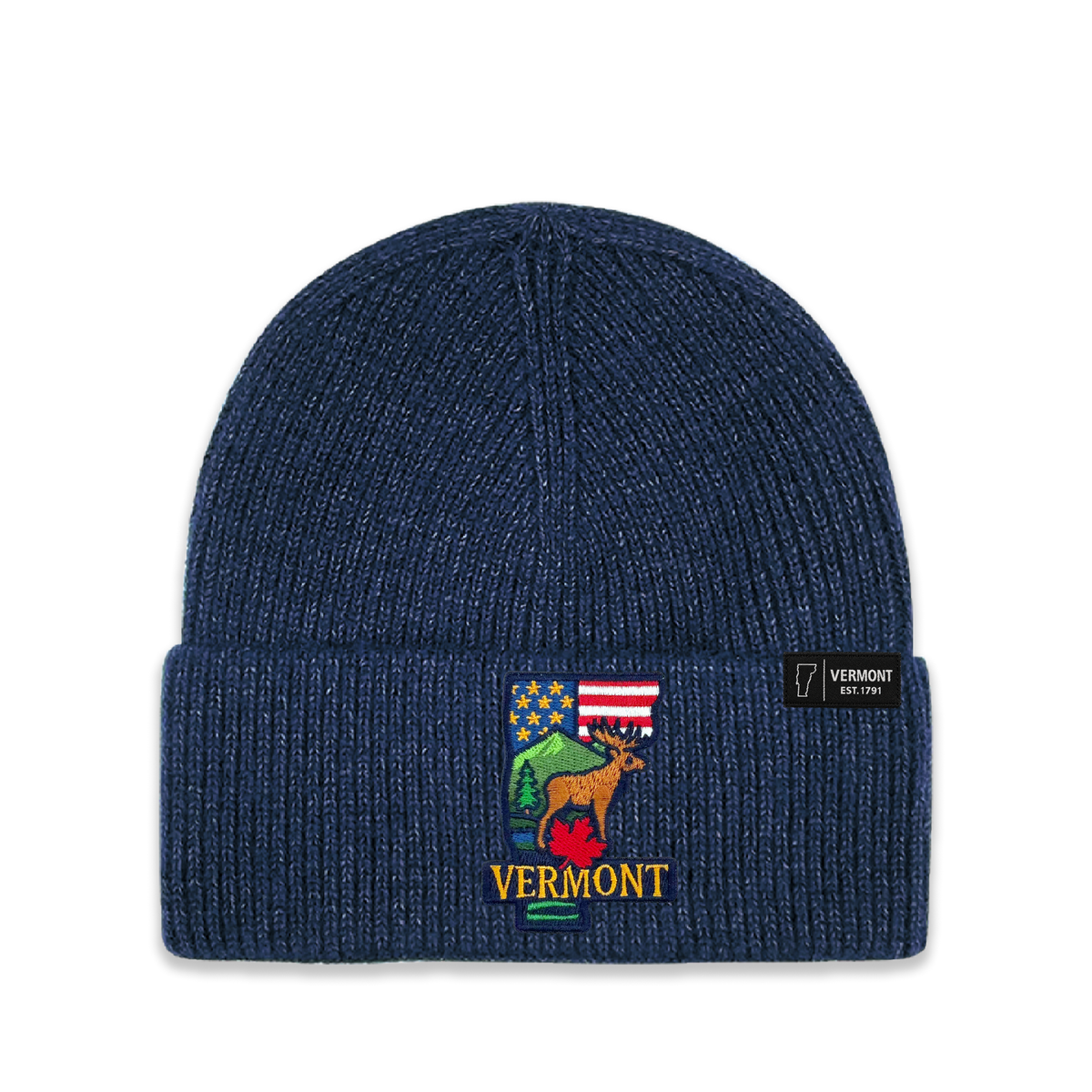 Vermont Patch Beanie | Embroidered State Map Winter Hat