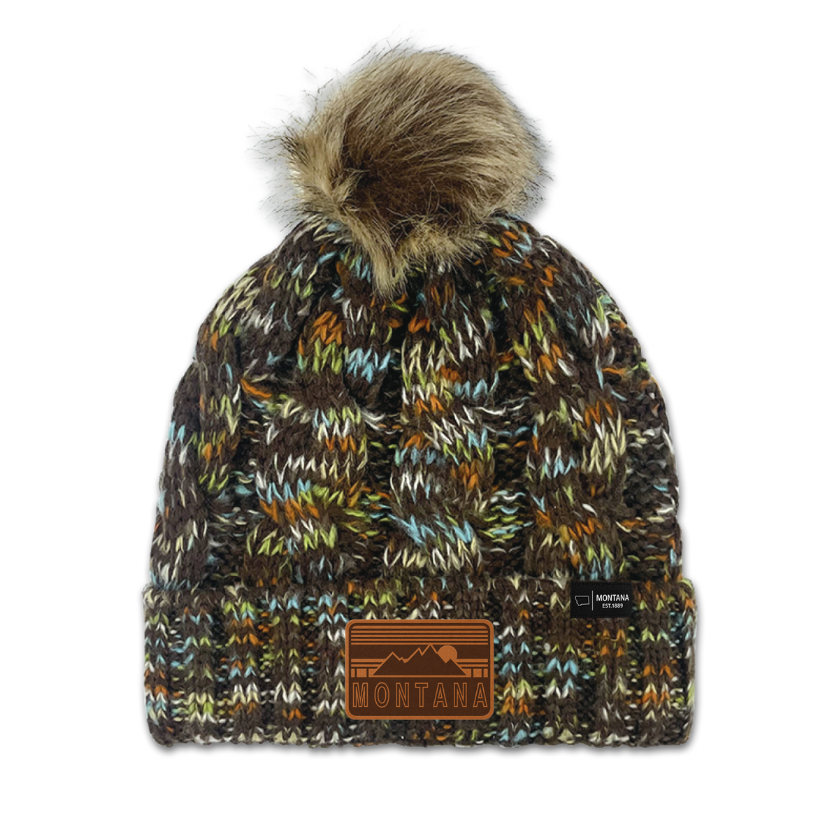 Montana Galaxy Pom Knit Beanie - Fleece Lined Winter Hat