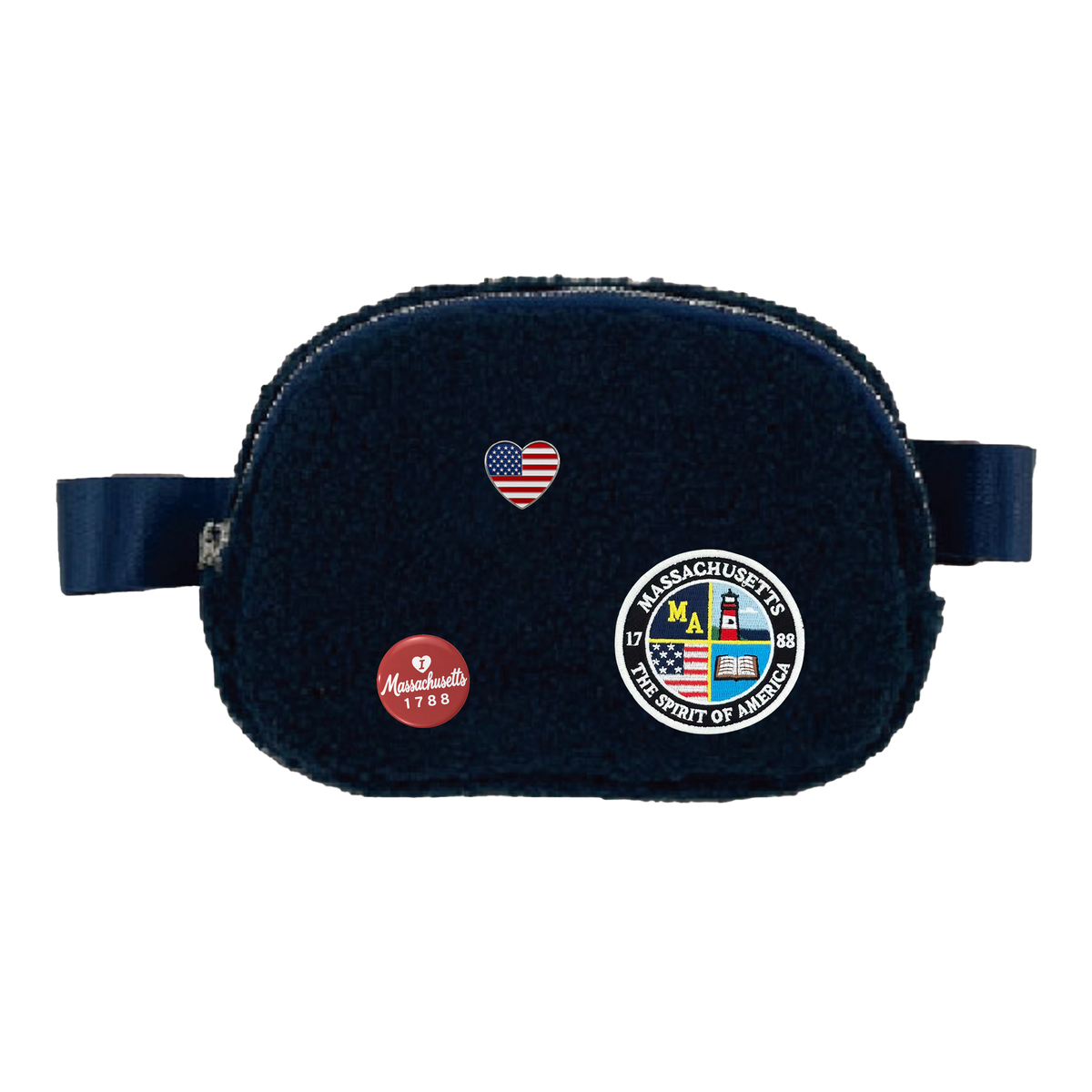 Massachusetts Sherpa Belt Bag | Cozy Fleece Waist & Crossbody Bag