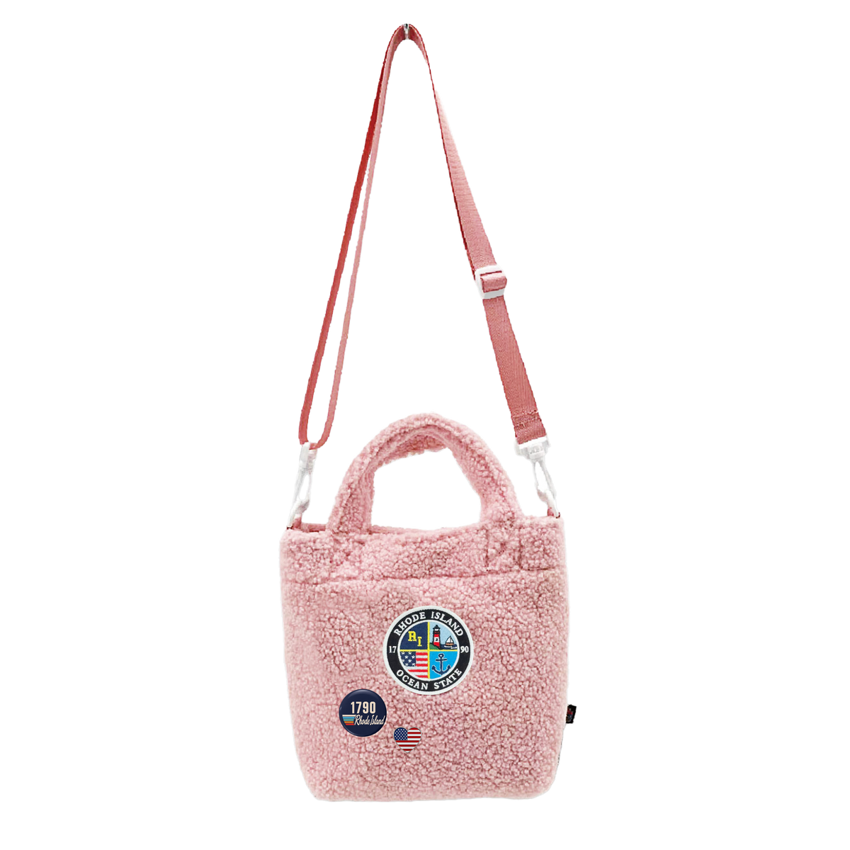 Rhode Island Sherpa Mini Tote Bag | Cozy Fleece Crossbody Travel Bag