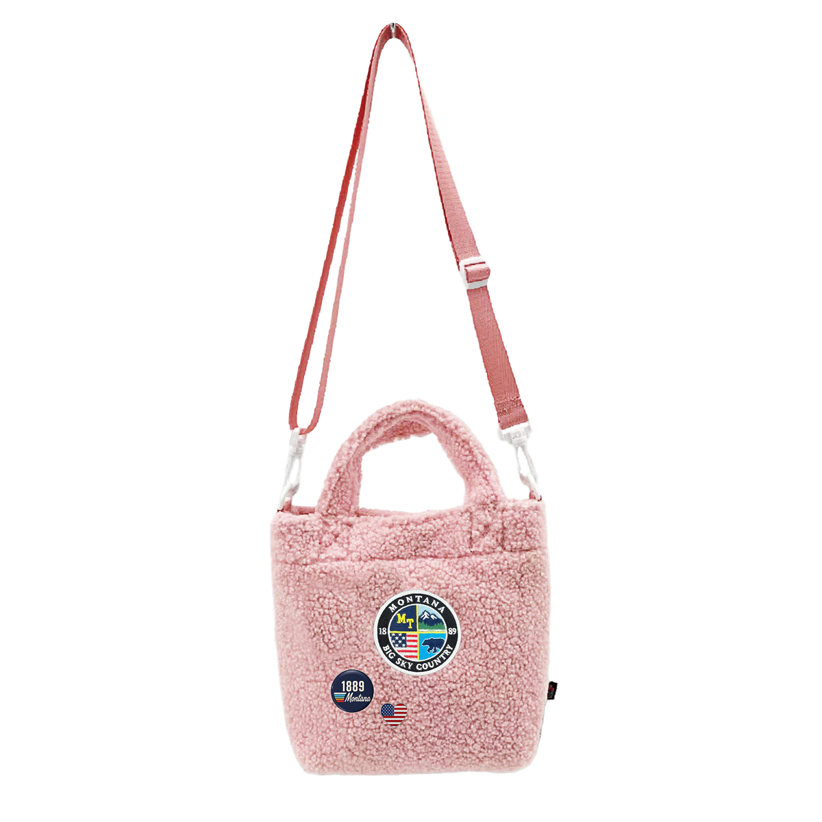 Montana Big Sky Sherpa Mini Tote Bag - Cozy Crossbody Travel Carry Bag