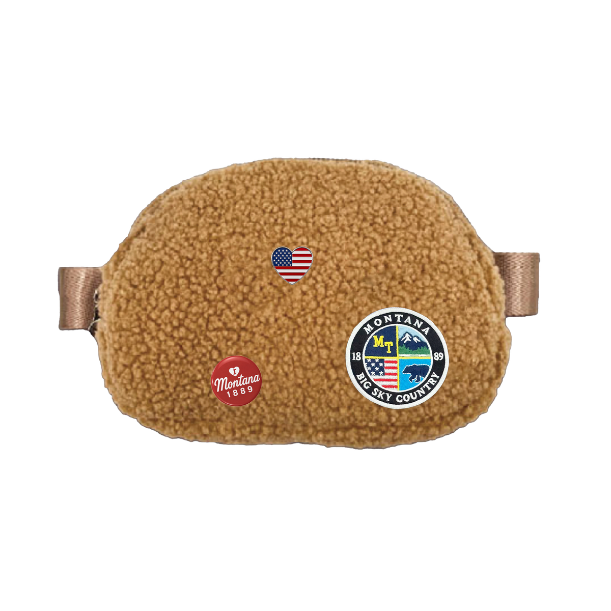 Montana Big Sky Sherpa Belt Bag - Cozy Fleece Travel Waist Bag