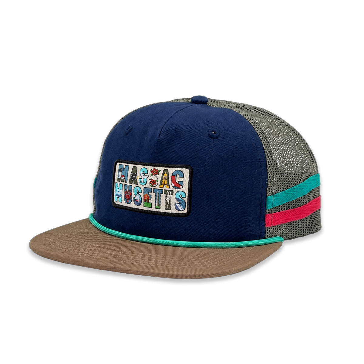 Massachusetts Side Stripe Baseball Cap | Heritage Mesh Back Outdoor Hat