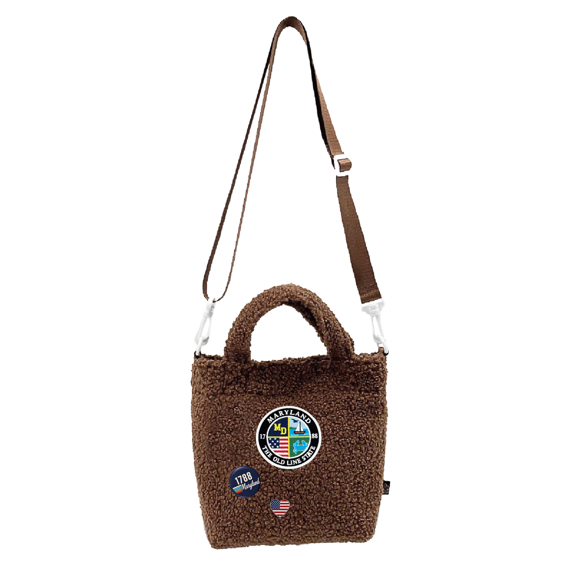Maryland Sherpa Mini Tote Bag | Cozy Fleece Crossbody Travel Bag