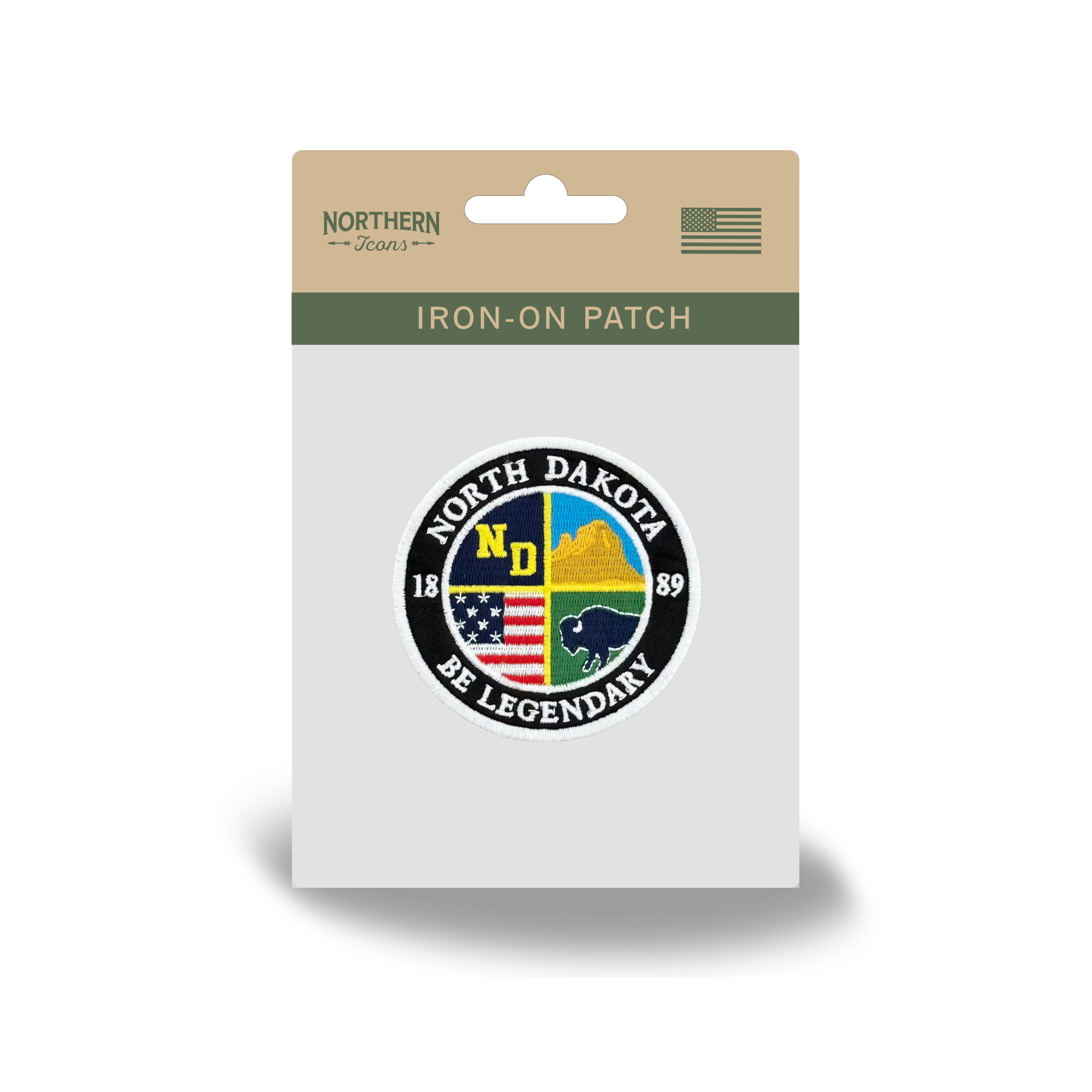 North Dakota Legendary State Embroidered Patch, Vintage Travel Badge Iron-On