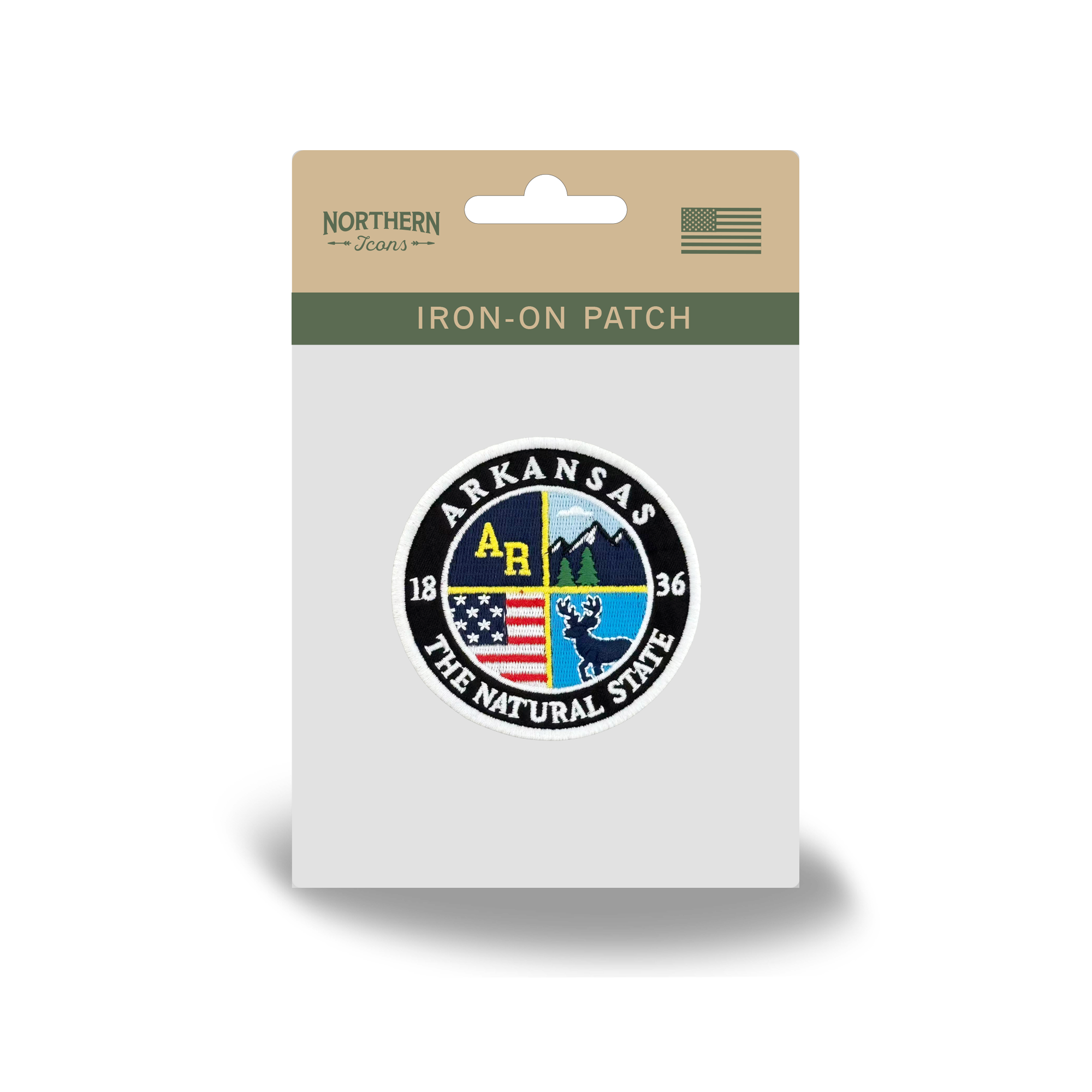 Arkansas The Natural State Embroidered Iron-On Patch Vintage Outdoor Travel Souvenir