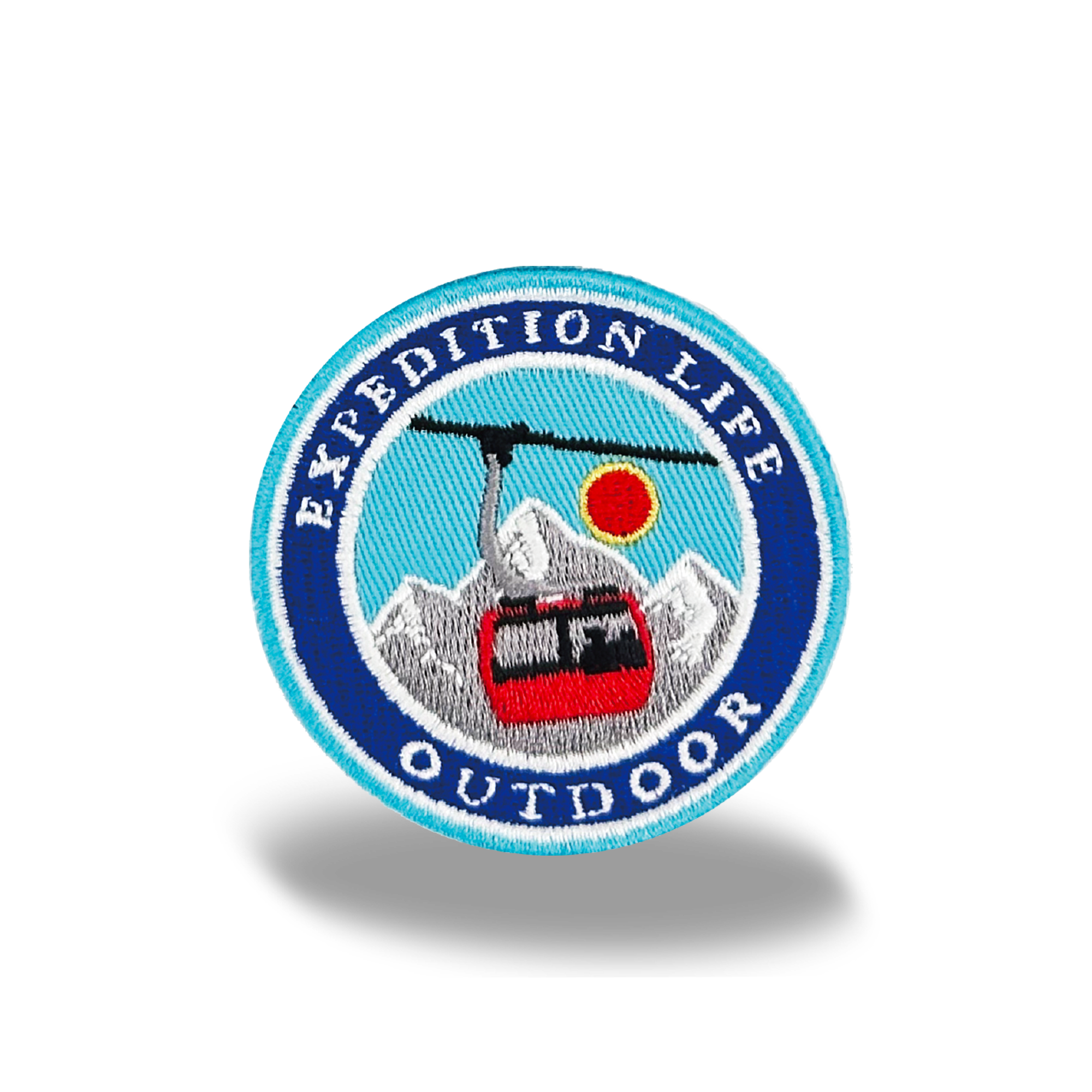 Snowy Mountain Cable Car Iron On Embroidery Patch