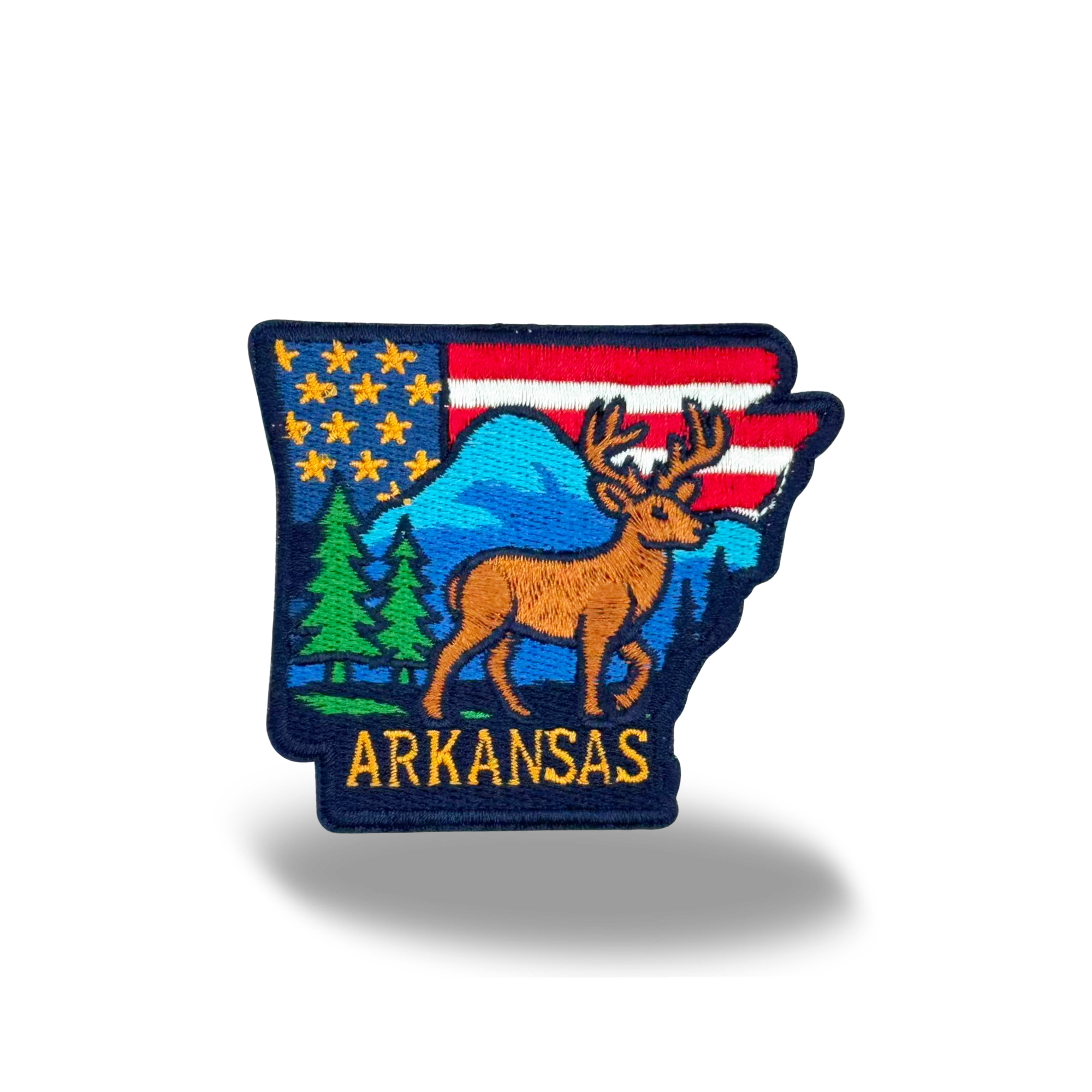 Arkansas State Embroidered Patch State Shape Deer Nature Souvenir Badge