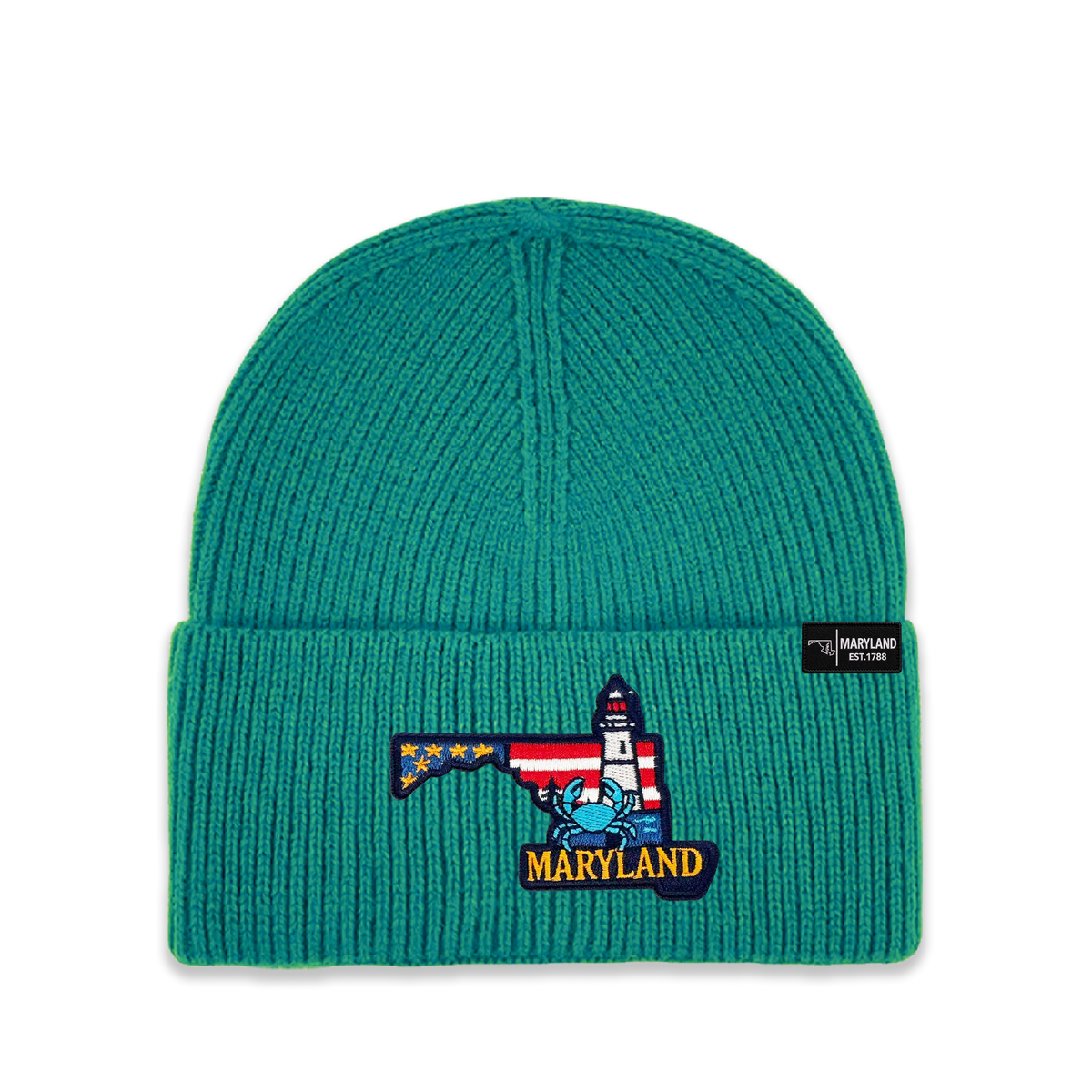 Maryland State Patch Beanie – Embroidered Cuffed Knit Hat