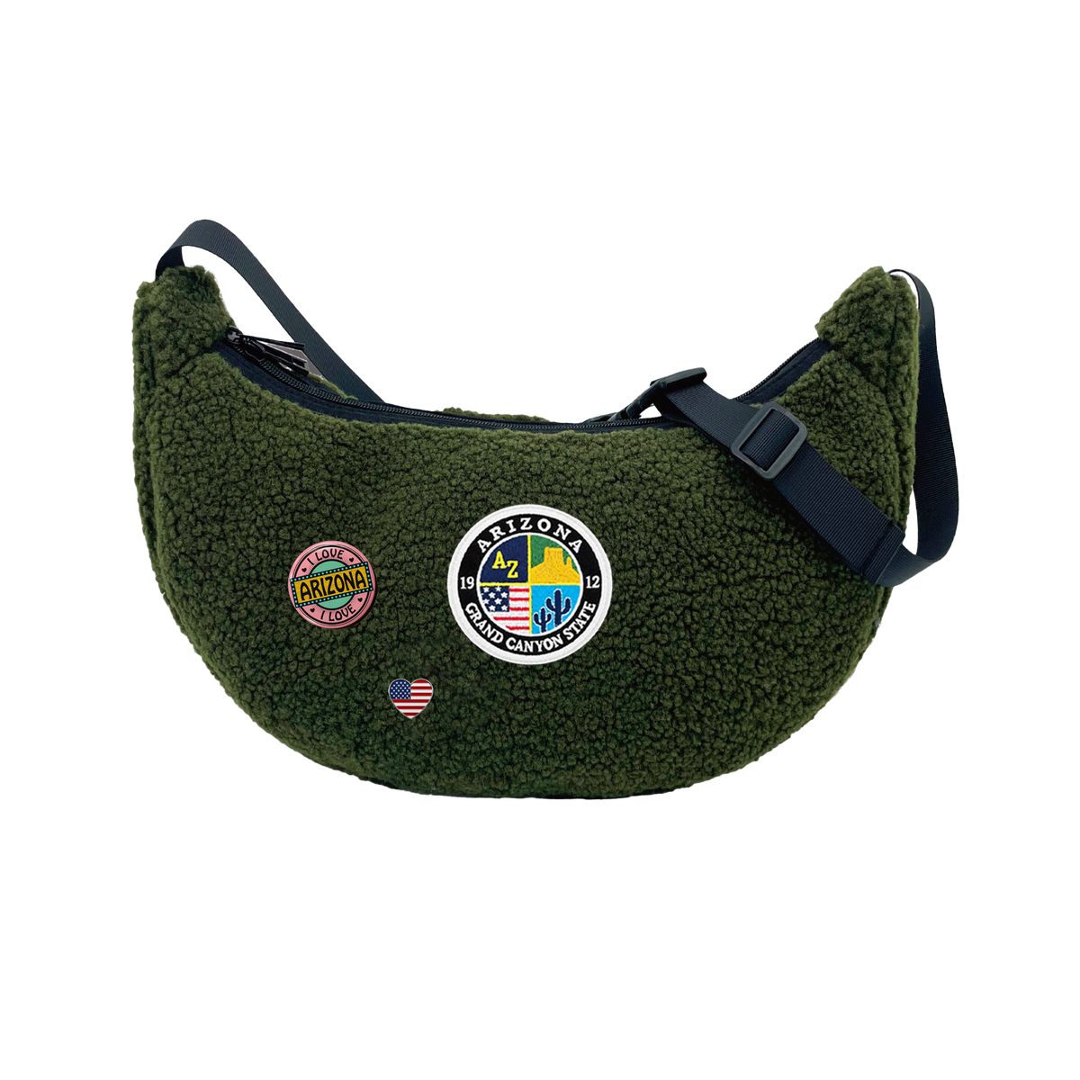 Arizona Sherpa Round Shoulder Bag | Cozy Fleece Crossbody Bag