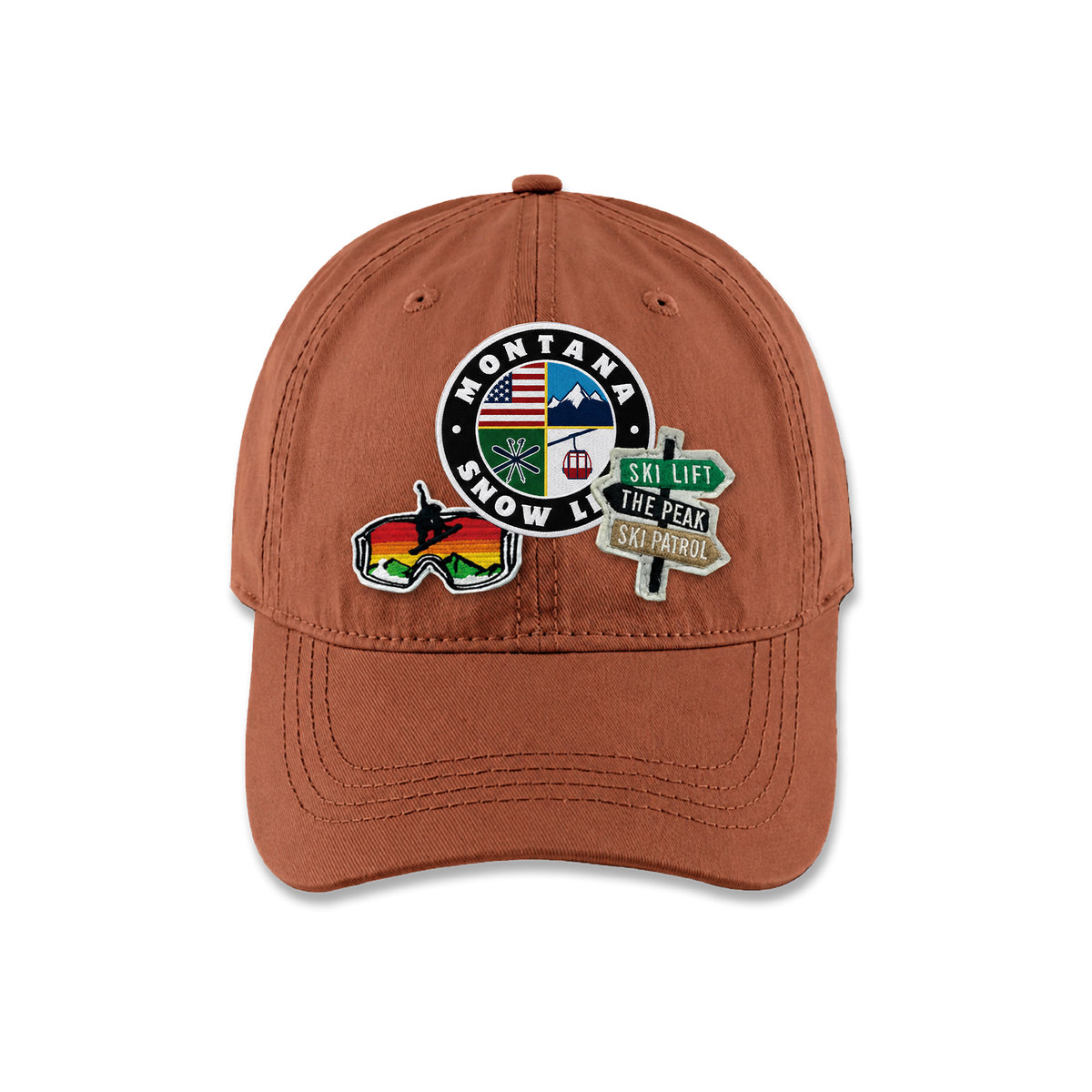 Montana Ski Life Triple Patches Embroidered Cap – Vintage Mountain Adventure Style