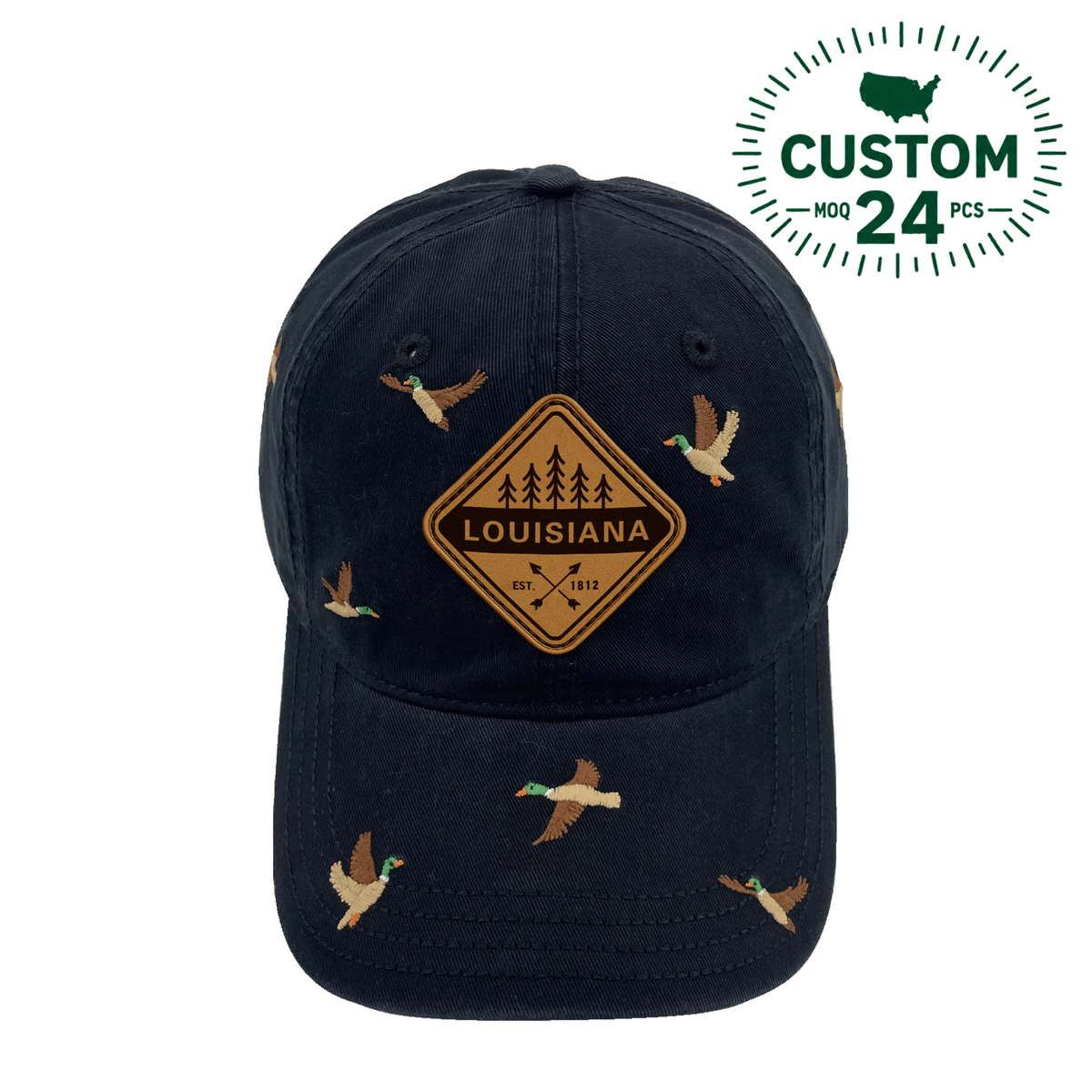 Louisiana Duck Embroidery Baseball Cap Vintage Outdoor Adventure Hat for Nature Lovers