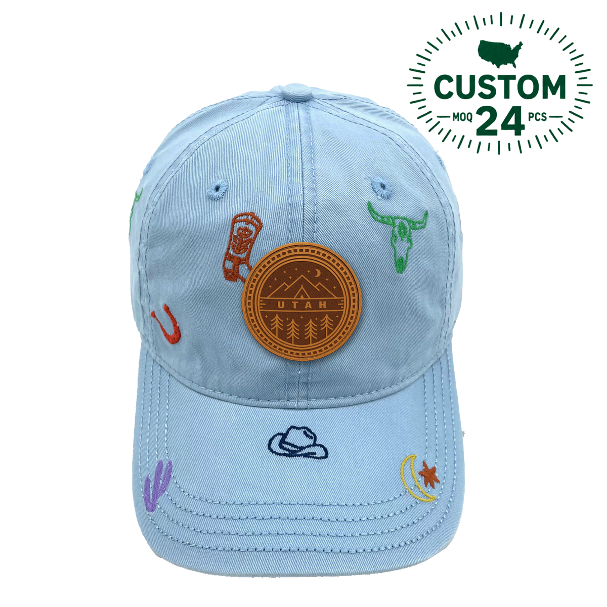 Utah Western Adventure Baseball Cap Embroidered Cowboy & Desert Icon Hat for Travelers