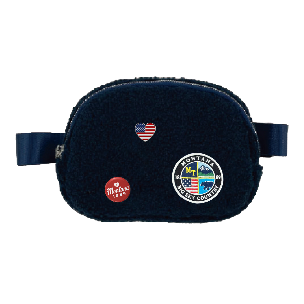 Montana Big Sky Sherpa Belt Bag - Cozy Fleece Travel Waist Bag