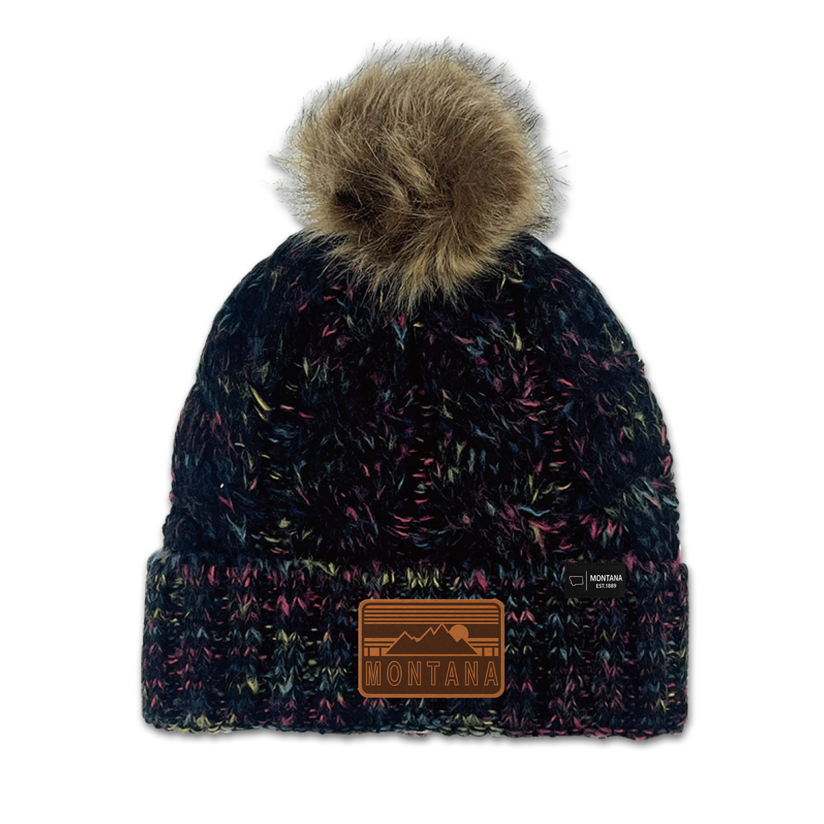 Montana Galaxy Pom Knit Beanie - Fleece Lined Winter Hat