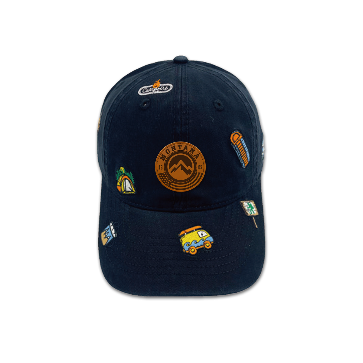 Montana Camping Adventure All Over Embroidered Baseball Cap