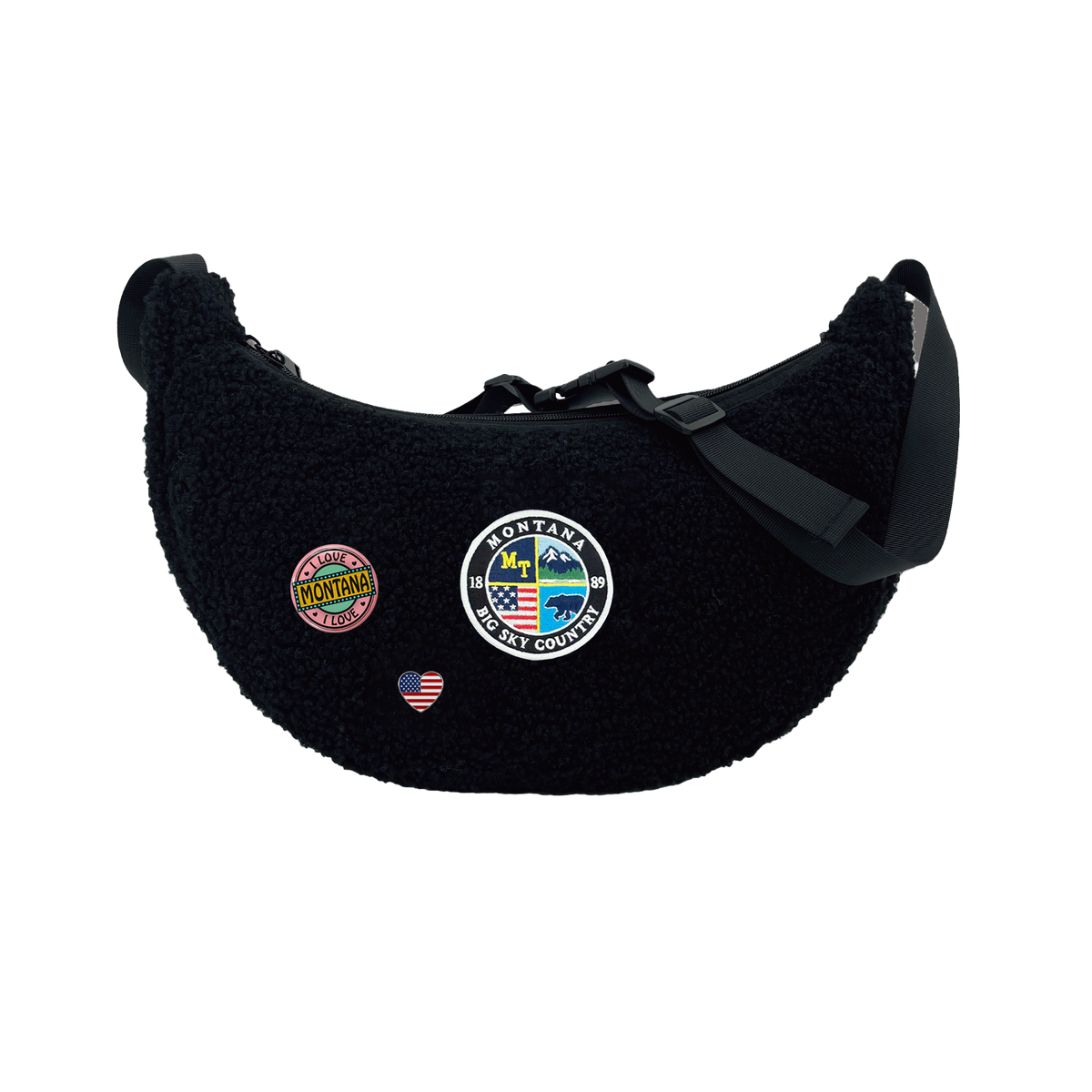 Montana Big Sky Sherpa Round Shoulder Bag - Cozy Travel Crossbody Bag