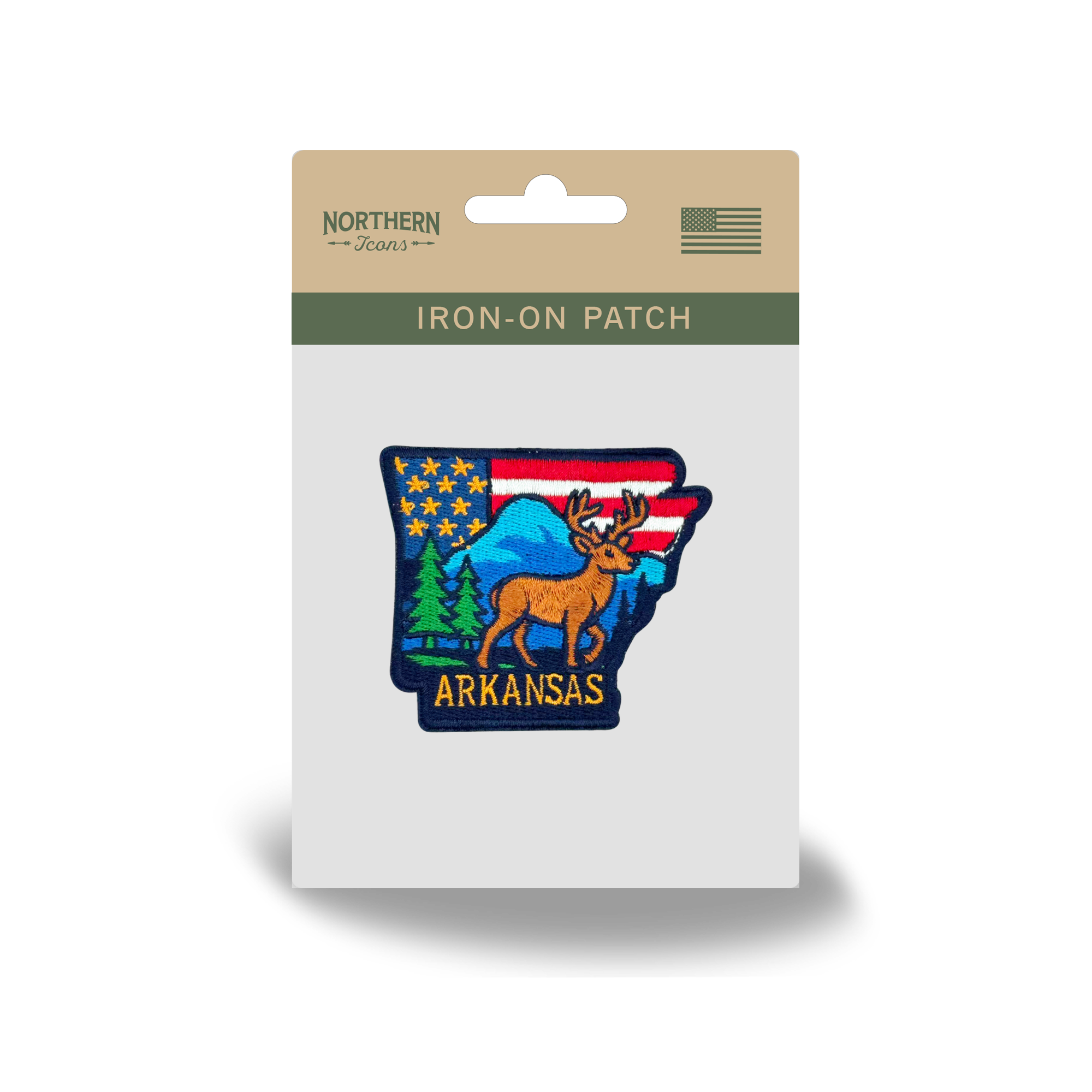 Arkansas State Embroidered Patch State Shape Deer Nature Souvenir Badge