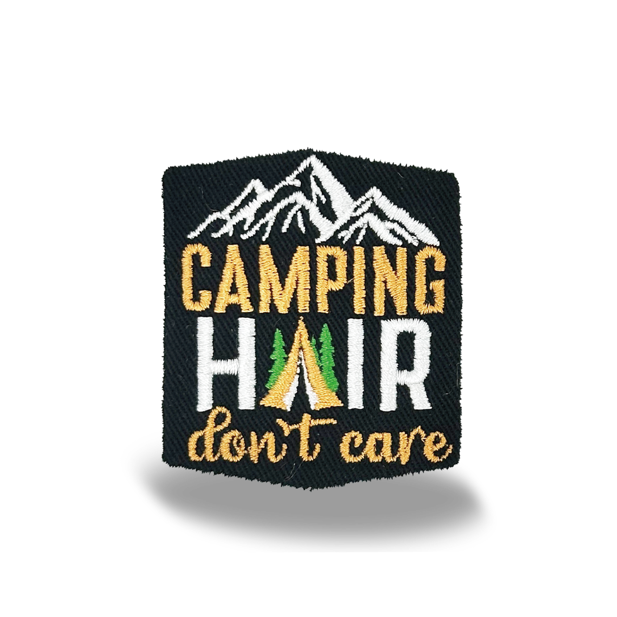 Camping Hair Don't Care Iron On Embroidery Patch