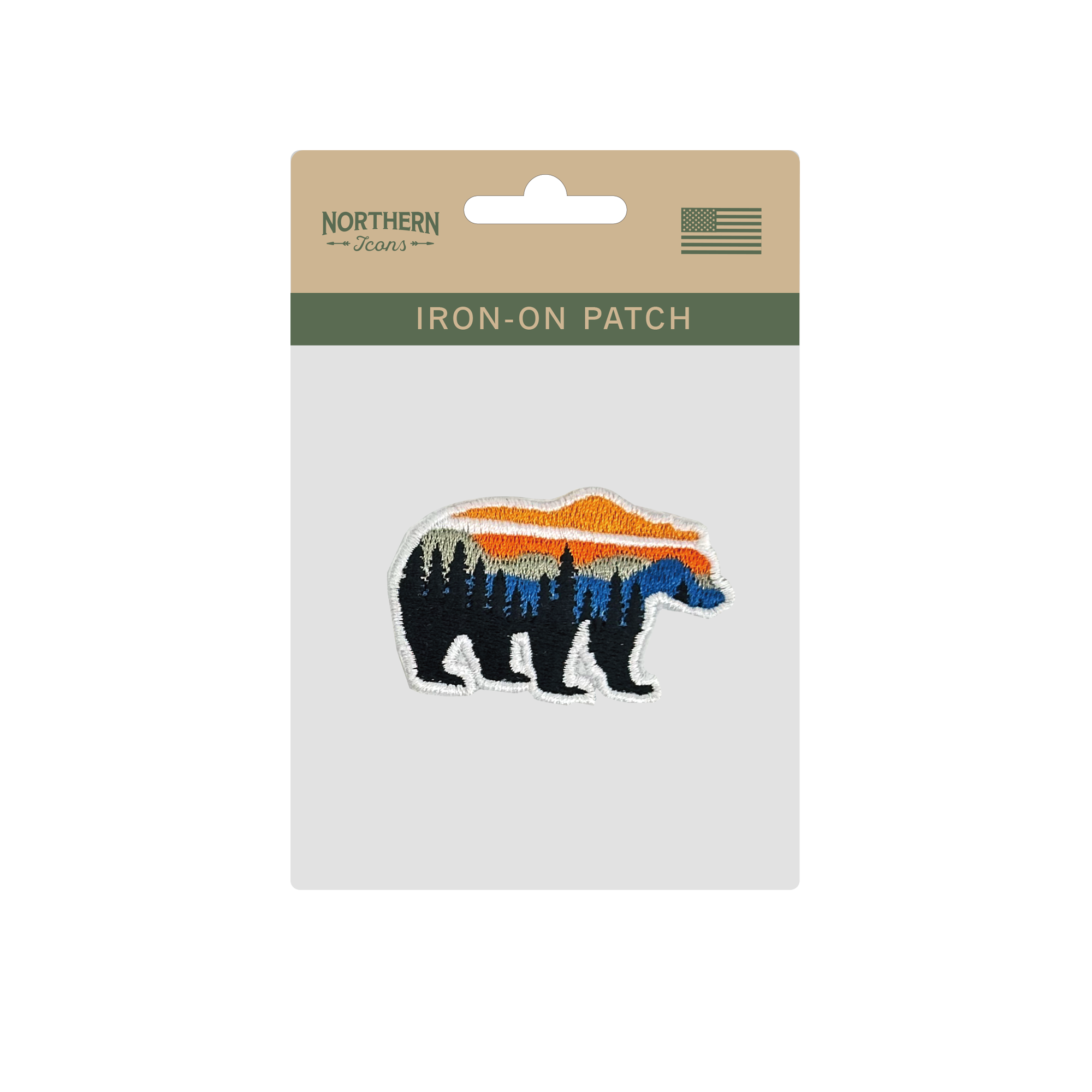 Sunset Bear Wilderness Iron On Embroidery Patch