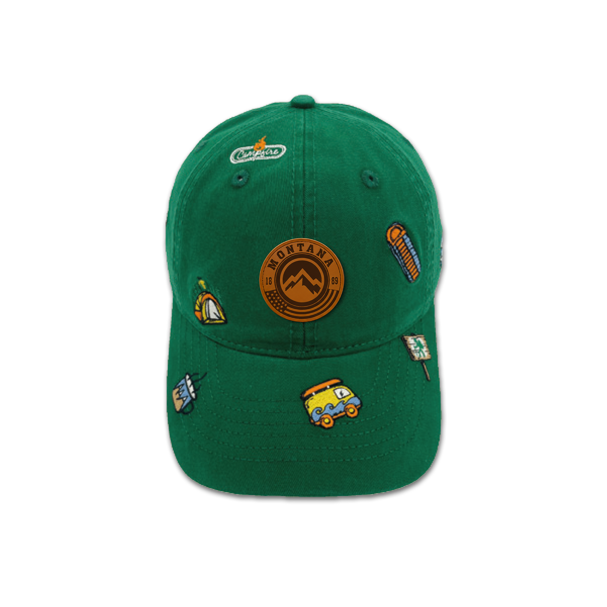 Montana Camping Adventure All Over Embroidered Baseball Cap