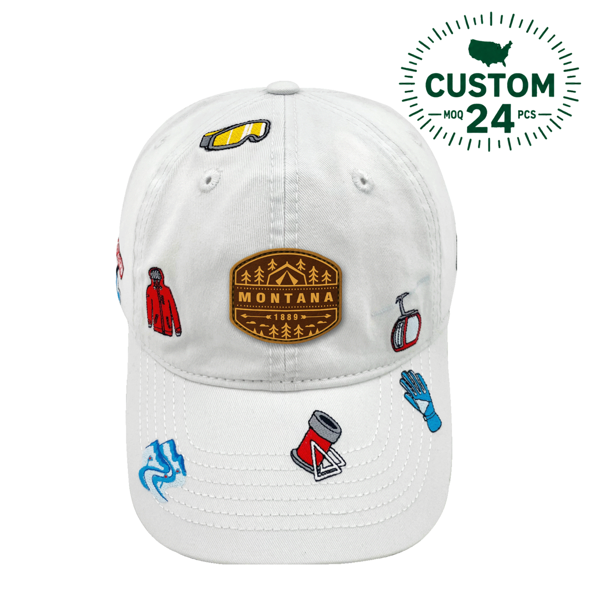 Big Sky & Whitefish Montana Embroidered Baseball Cap | Adventure Hat