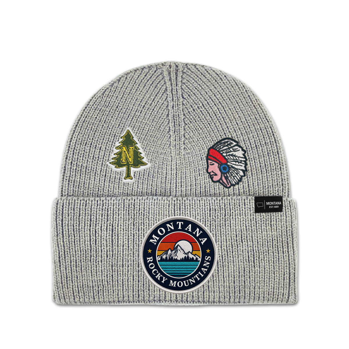 Montana Rocky Mountains Multi Patch Knit Beanie - Heritage Winter Hat