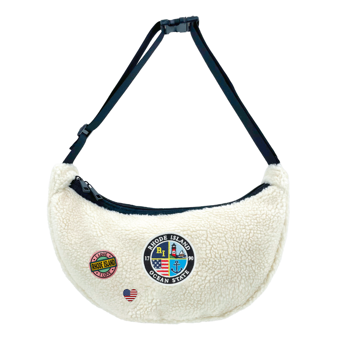 Rhode Island Sherpa Round Shoulder Bag | Cozy Fleece Crossbody Bag