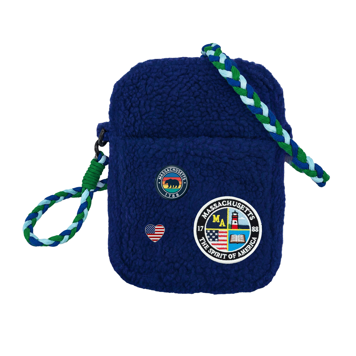 Massachusetts Sherpa Mini Crossbody Bag | Cozy Travel Shoulder Bag