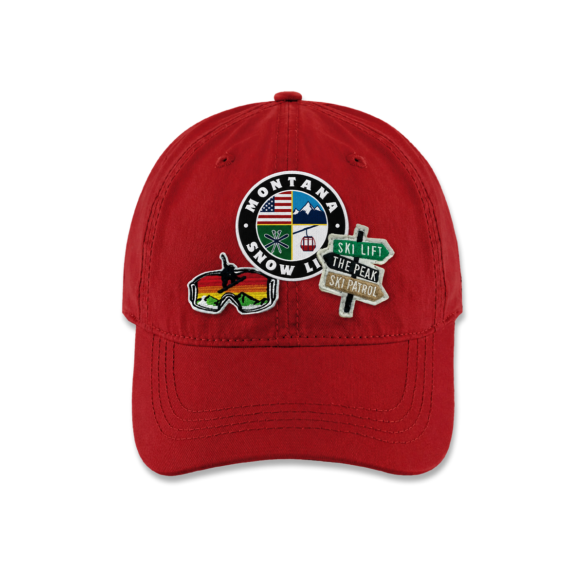 Montana Ski Life Triple Patches Embroidered Cap – Vintage Mountain Adventure Style