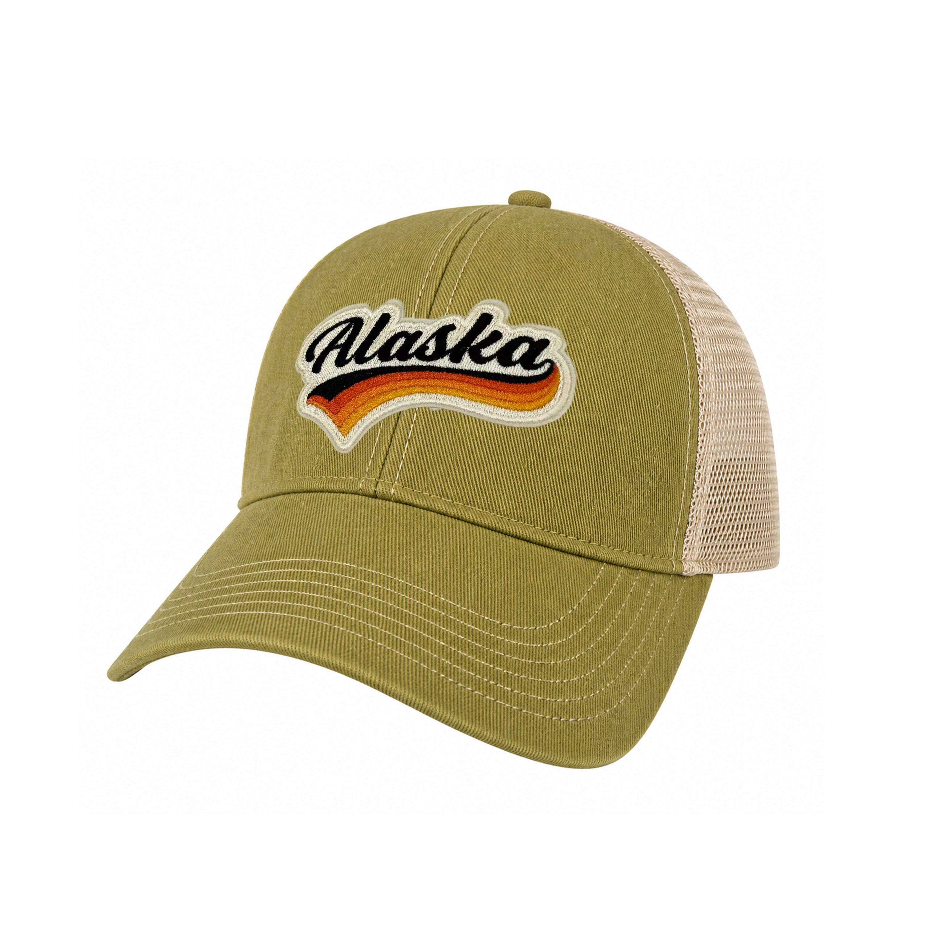 Alaska Vintage Dirty Washed Trucker Hat – Retro State Patch Mesh Snapback Baseball Cap