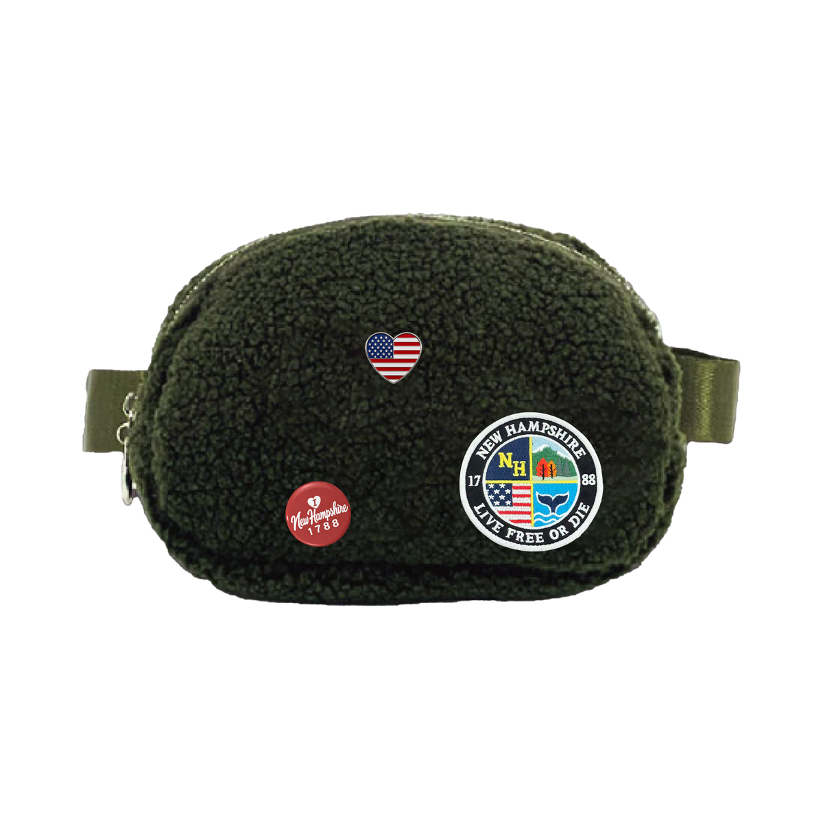 New Hampshire Sherpa Fleece Belt Bag | Cozy Waist and Crossbody Travel Bag