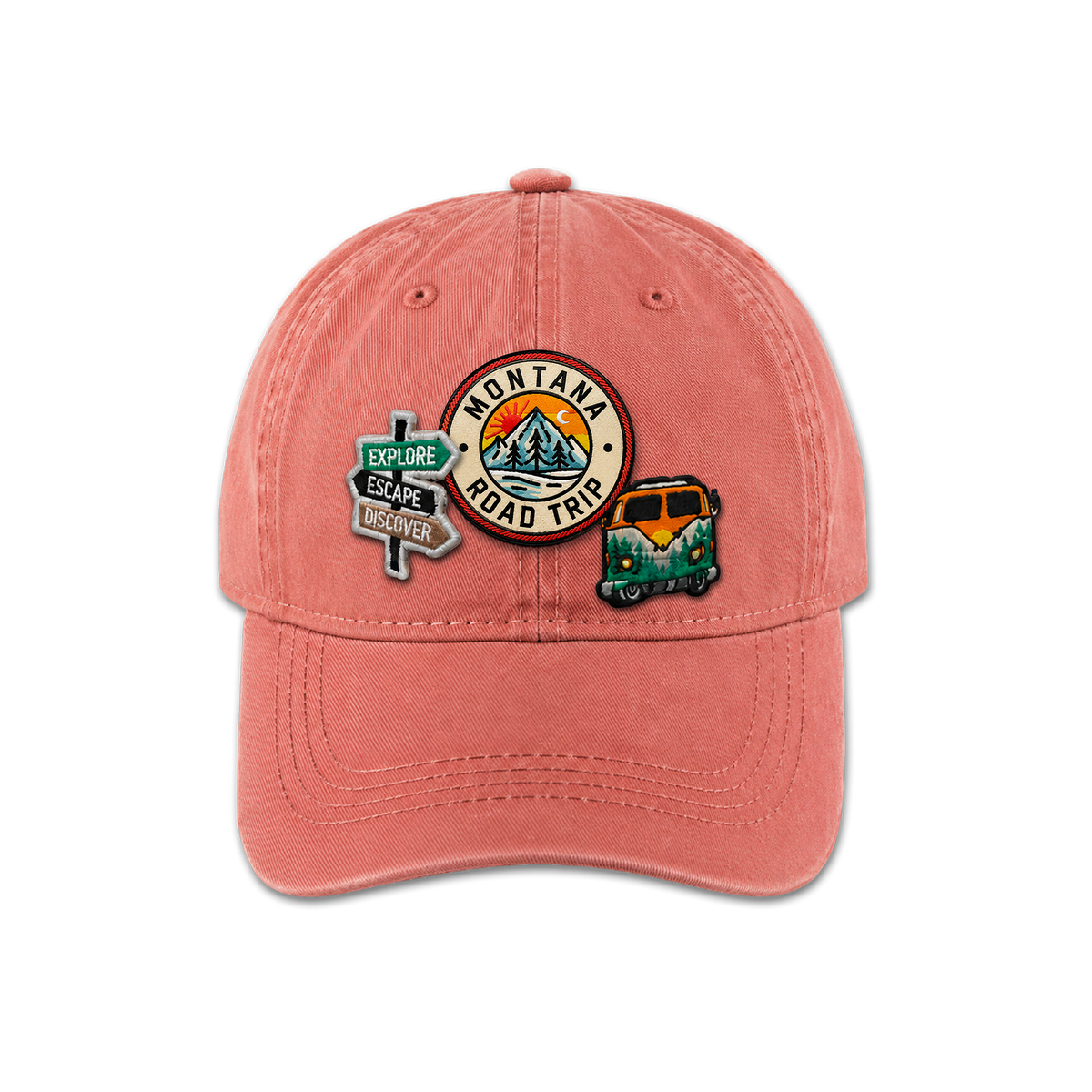 Montana Triple Patches Embroidery Cap | Vintage Washed Outdoor Adventure Style