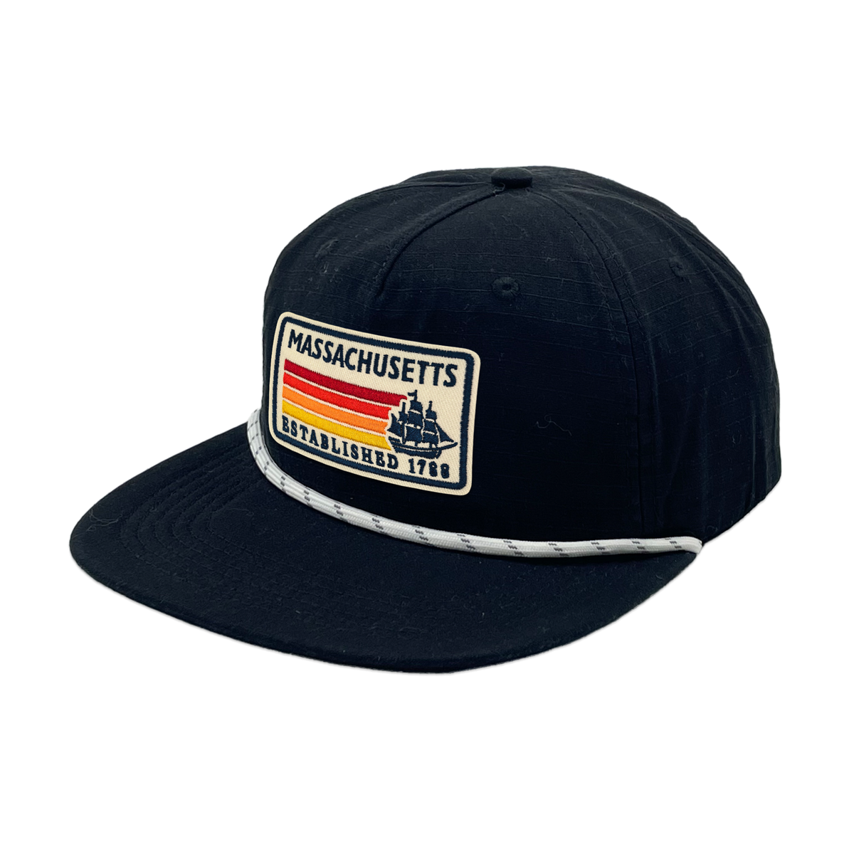Massachusetts Heritage Ripstop Flat Brim Rope Cap - Vintage Outdoor Hat