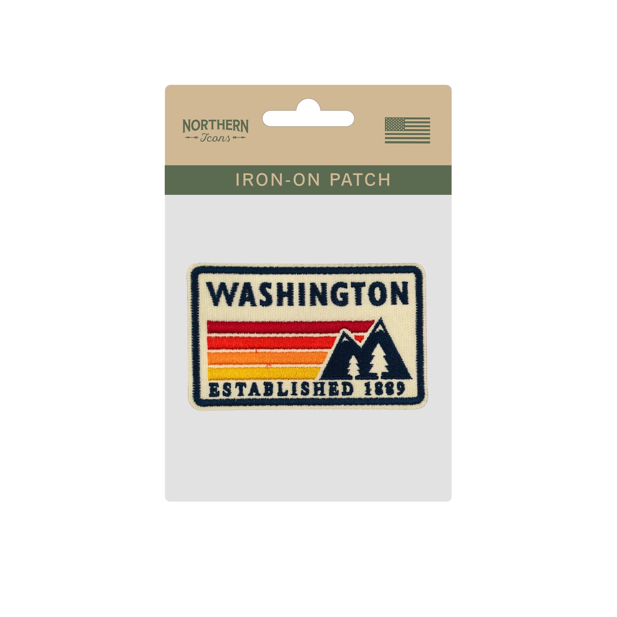 Washington Mountain Heritage Embroidered Iron-On Patch | Vintage Outdoor Adventure Travel Souvenir Applique for Jackets, Hats & Backpacks
