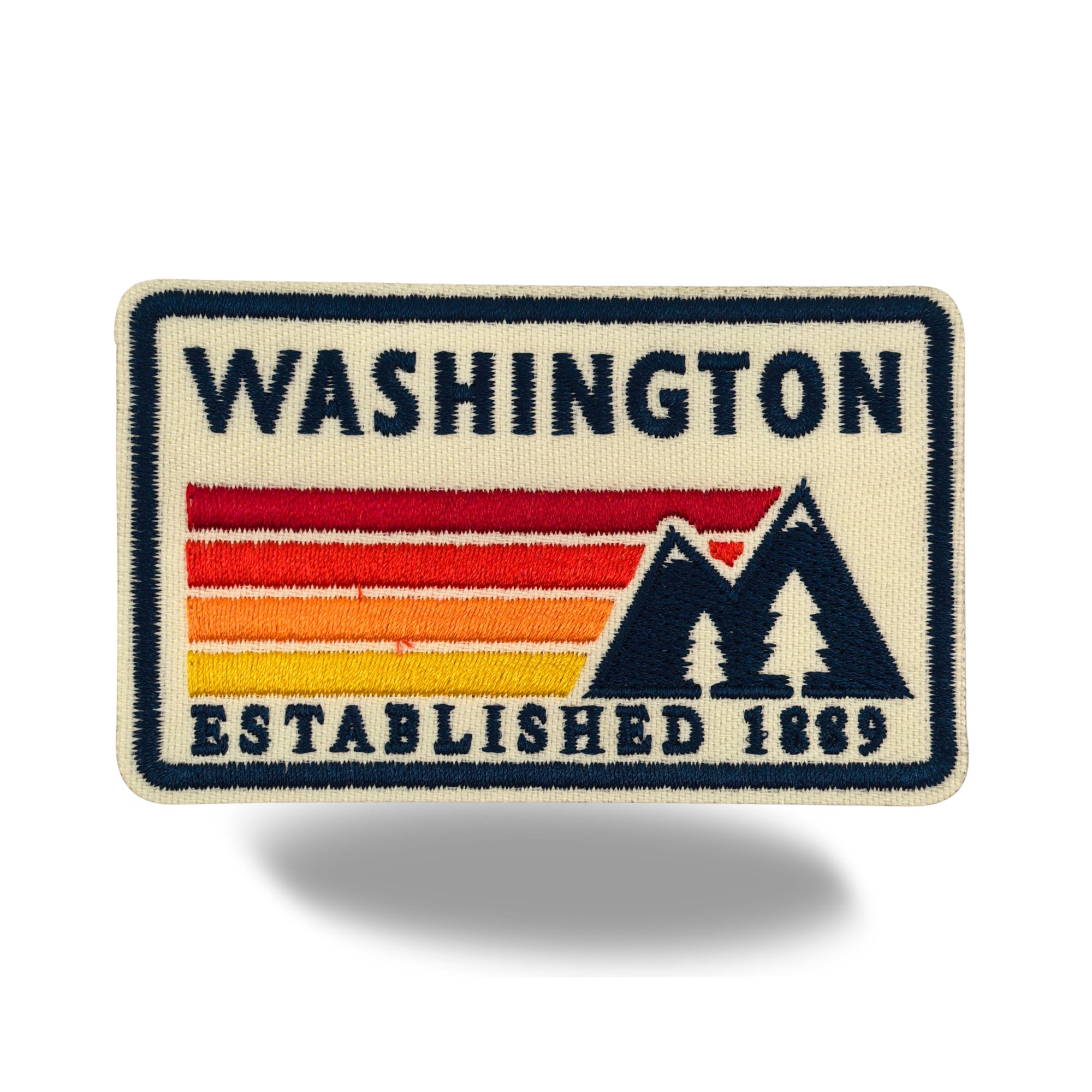 Washington Mountain Heritage Embroidered Iron-On Patch | Vintage Outdoor Adventure Travel Souvenir Applique for Jackets, Hats & Backpacks
