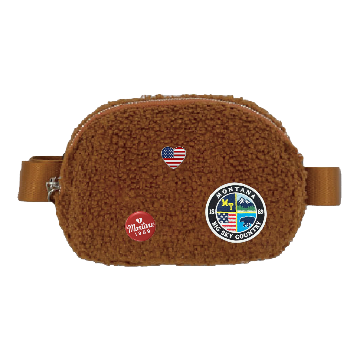 Montana Big Sky Sherpa Belt Bag - Cozy Fleece Travel Waist Bag