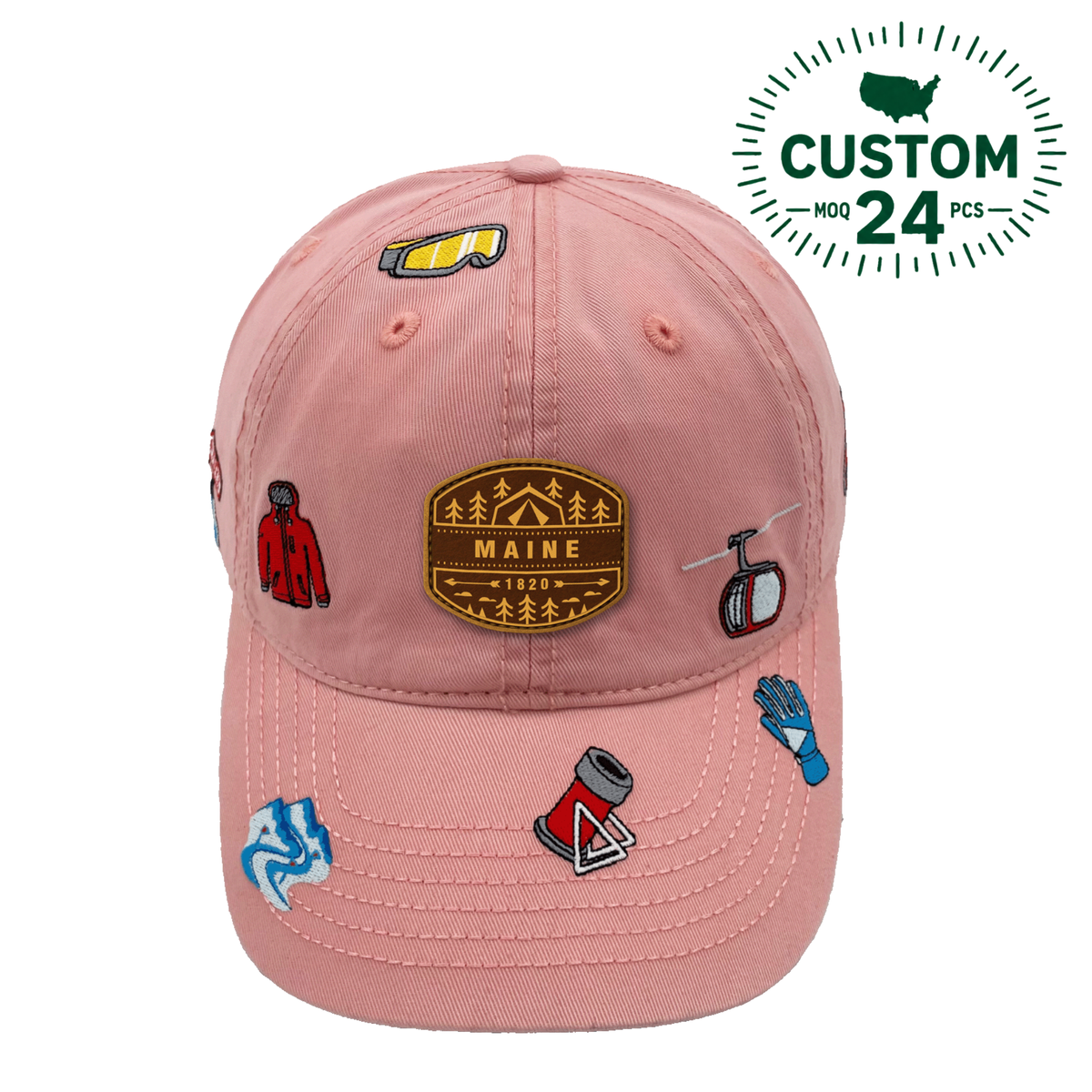 Sugarloaf Maine Embroidered Baseball Cap | Mountain Ski Adventure Hat