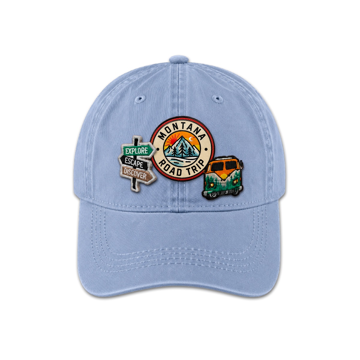 Montana Triple Patches Embroidery Cap | Vintage Washed Outdoor Adventure Style