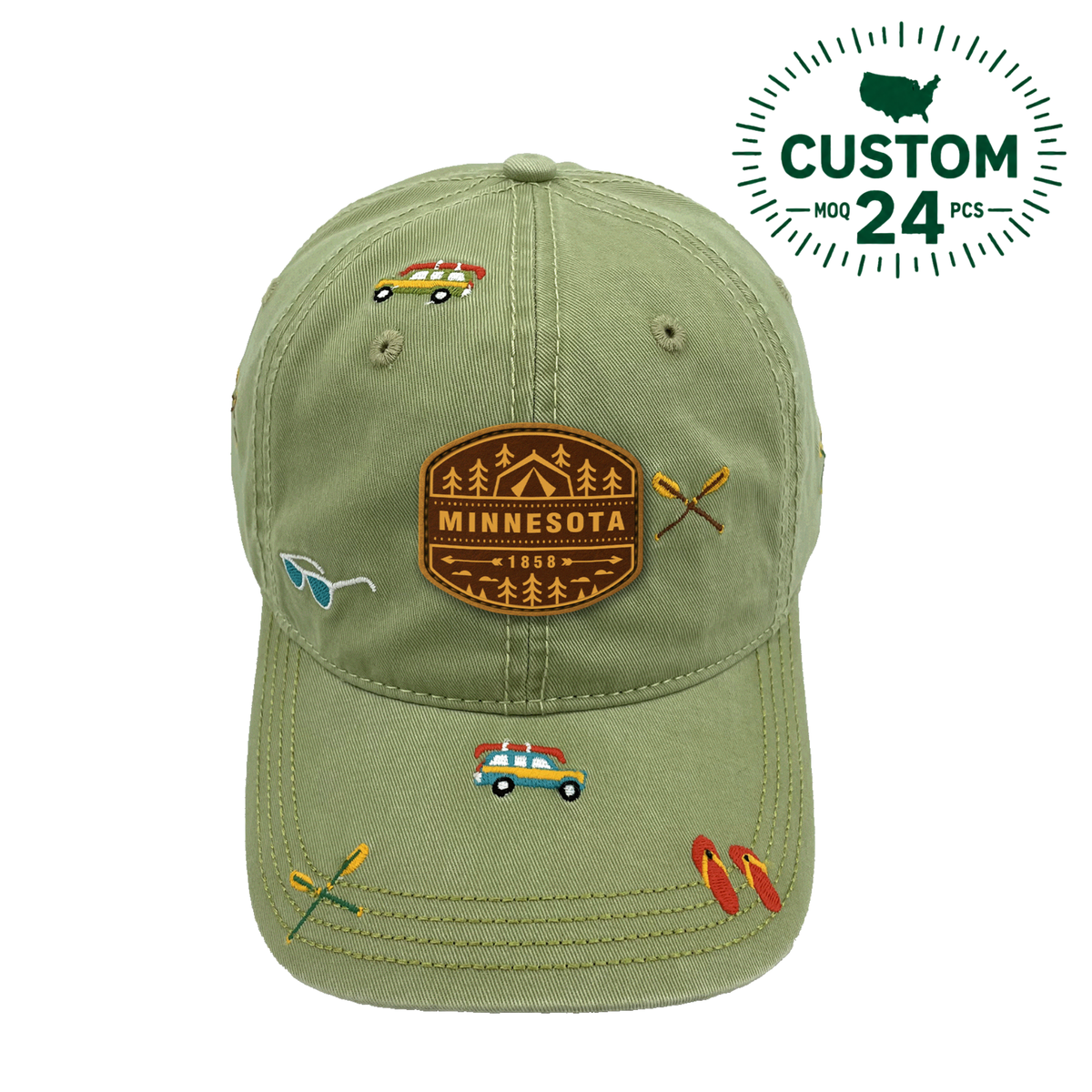 Minnesota Adventure Baseball Cap Outdoor Embroidered Camping & Canoeing Design Hat for Travelers