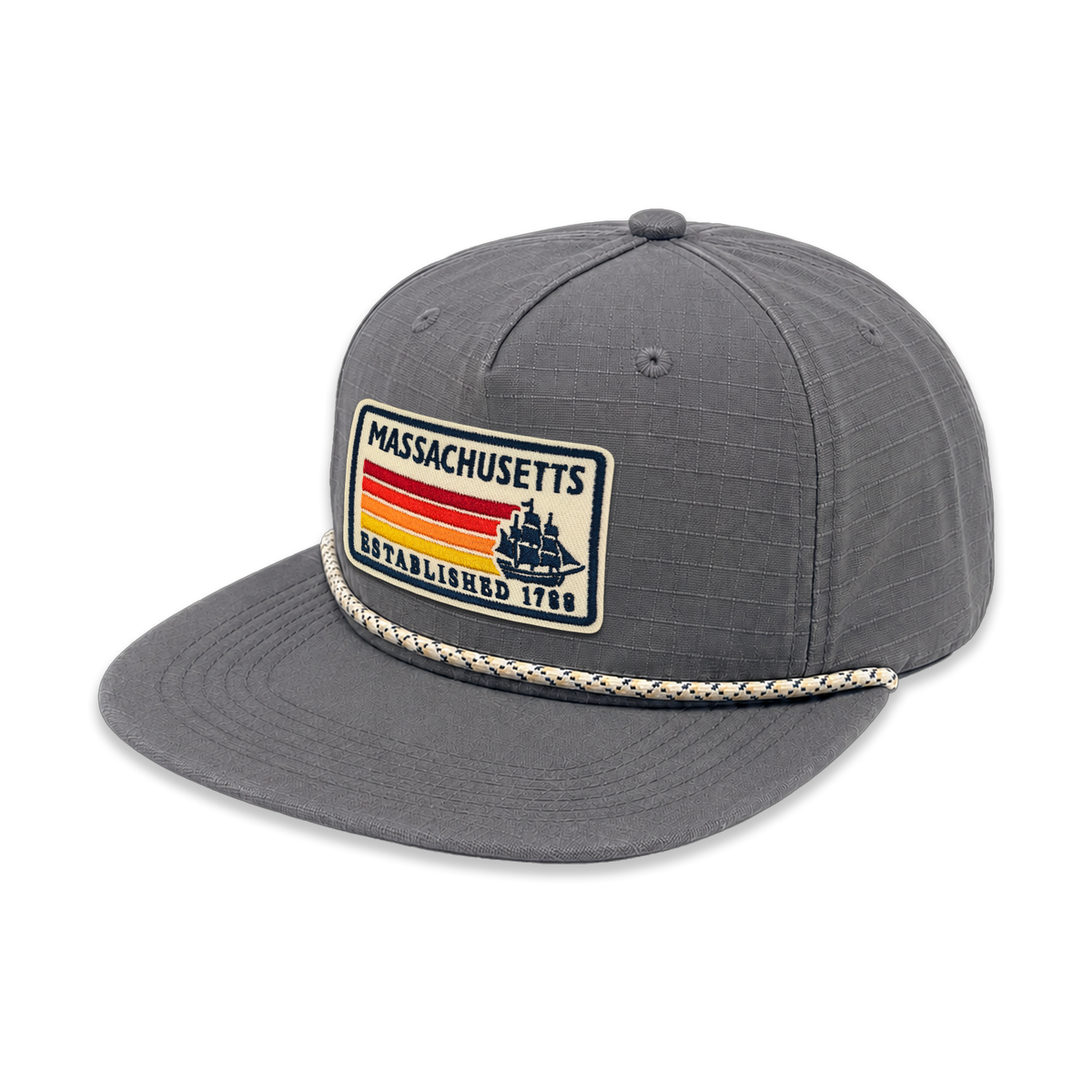 Massachusetts Heritage Ripstop Flat Brim Rope Cap - Vintage Outdoor Hat