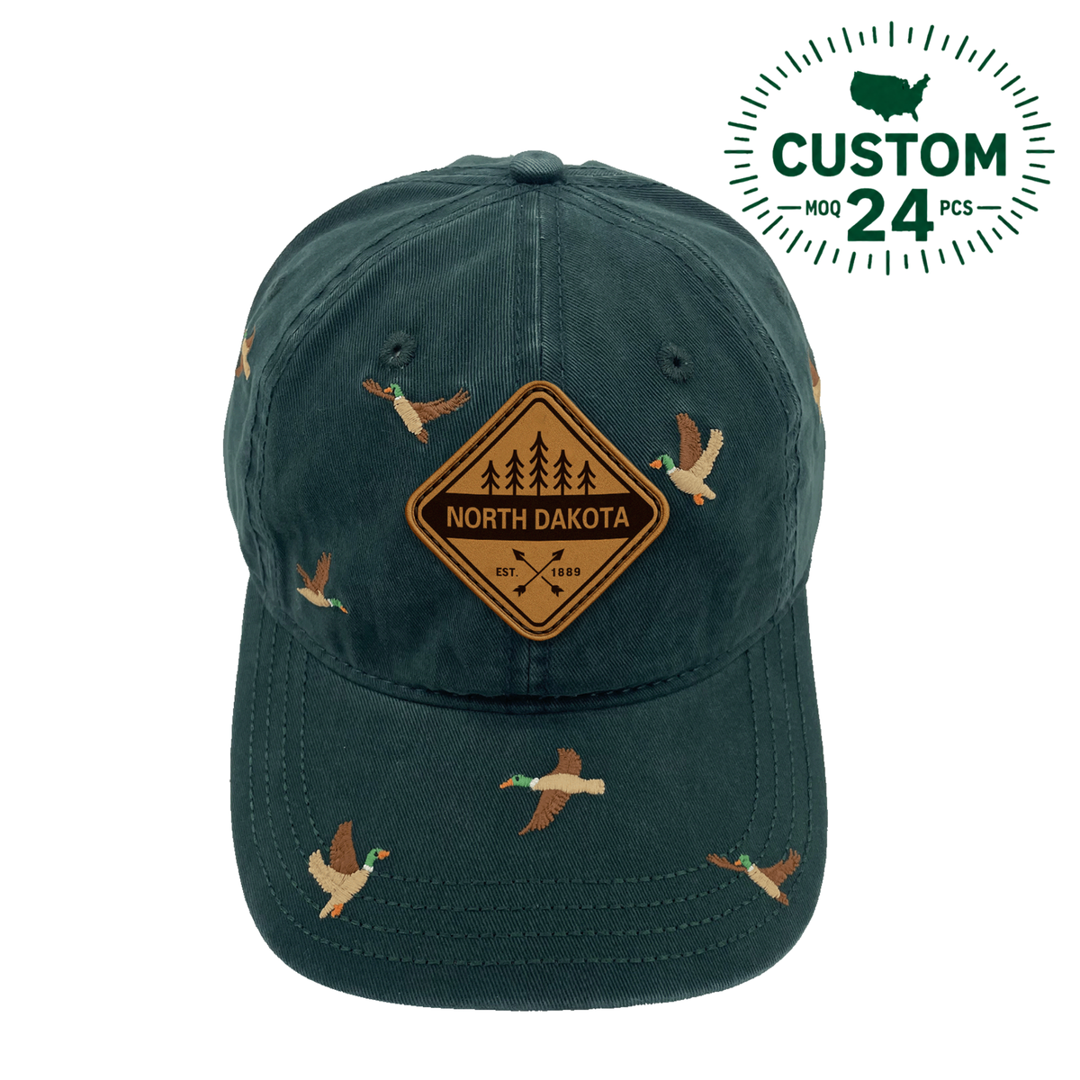 North Dakota Duck Embroidered Baseball Cap Nature Wildlife Outdoor Adventure Hat for Travelers
