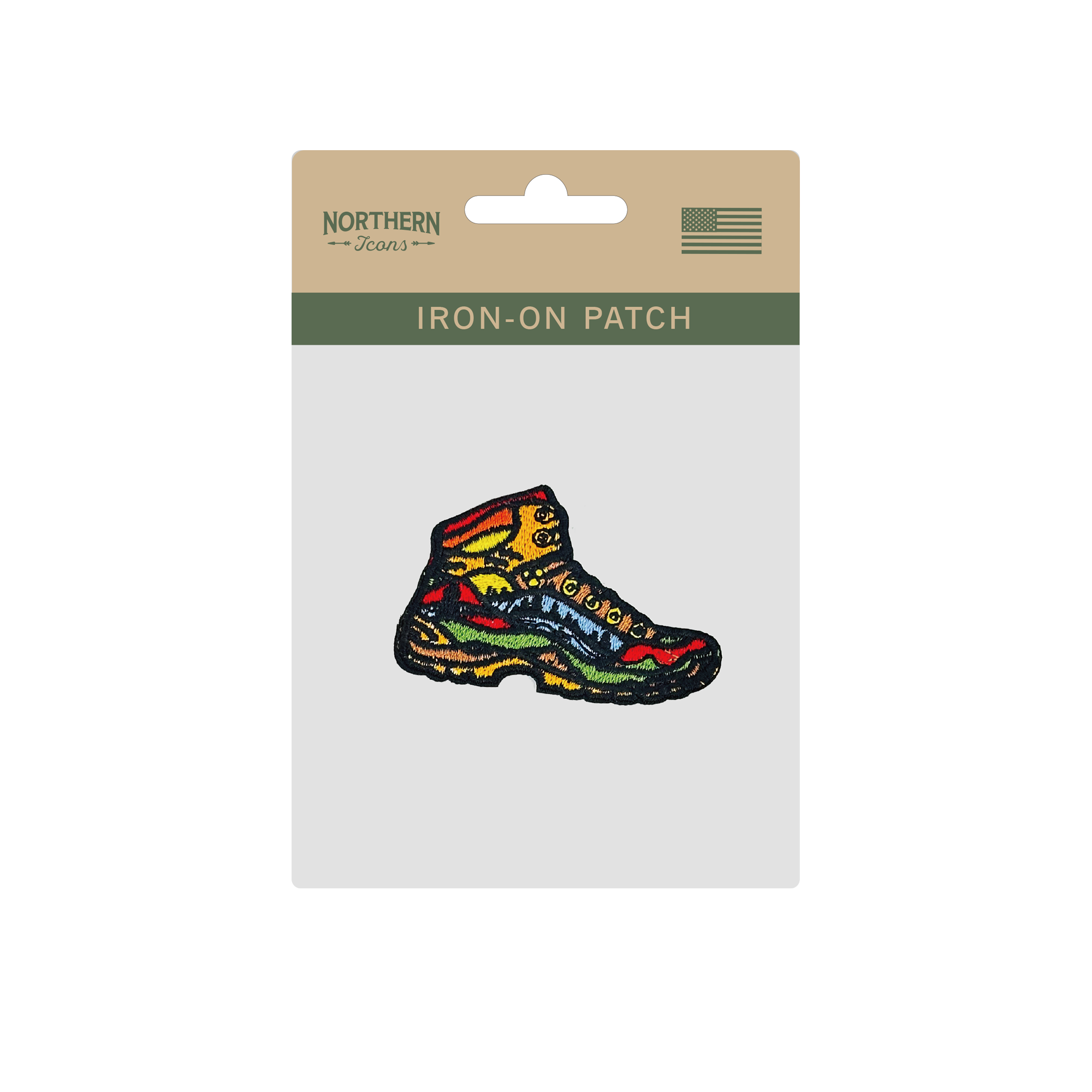 Colorful Hiking Boot Iron On Embroidery Patch