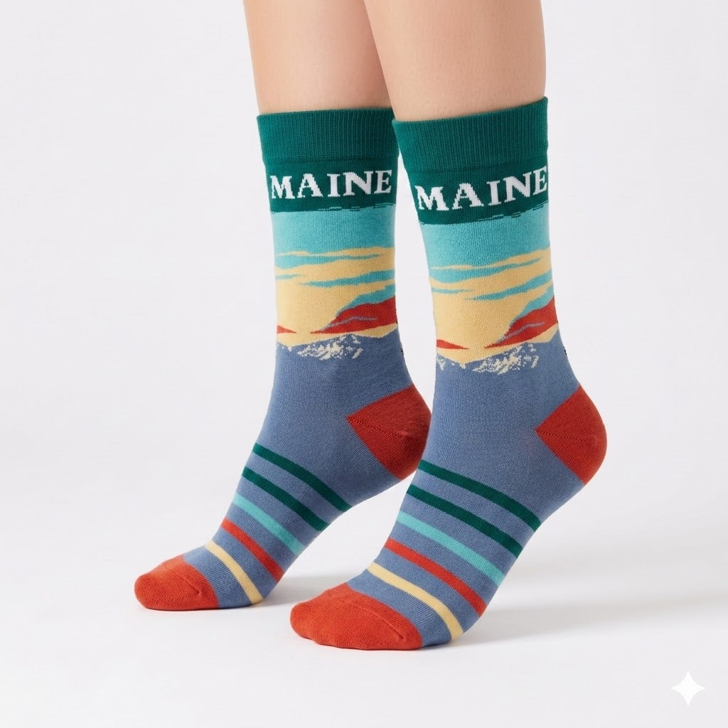 Maine Moose Wilderness Crew Socks for Outdoor Lovers