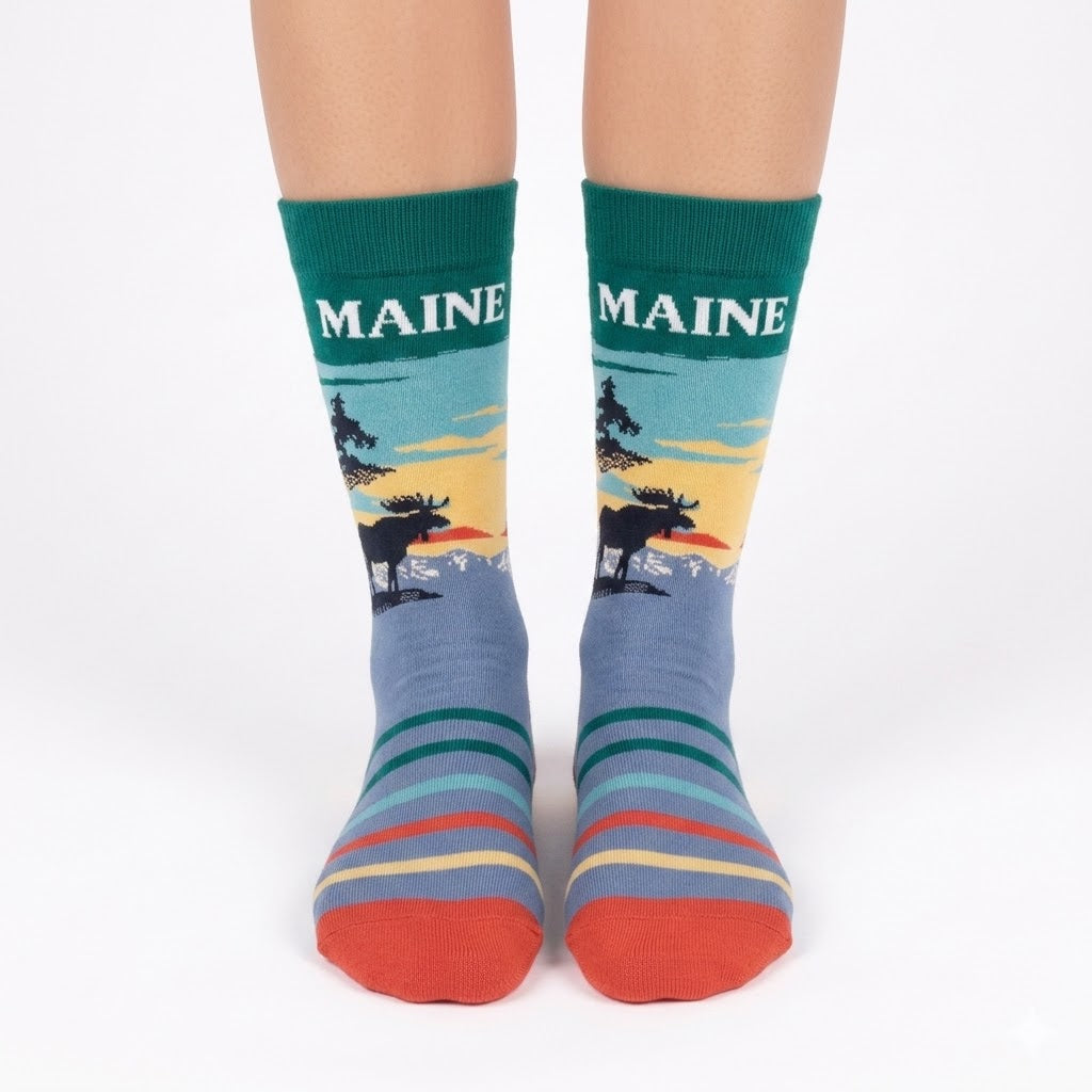 Maine Moose Wilderness Crew Socks for Outdoor Lovers